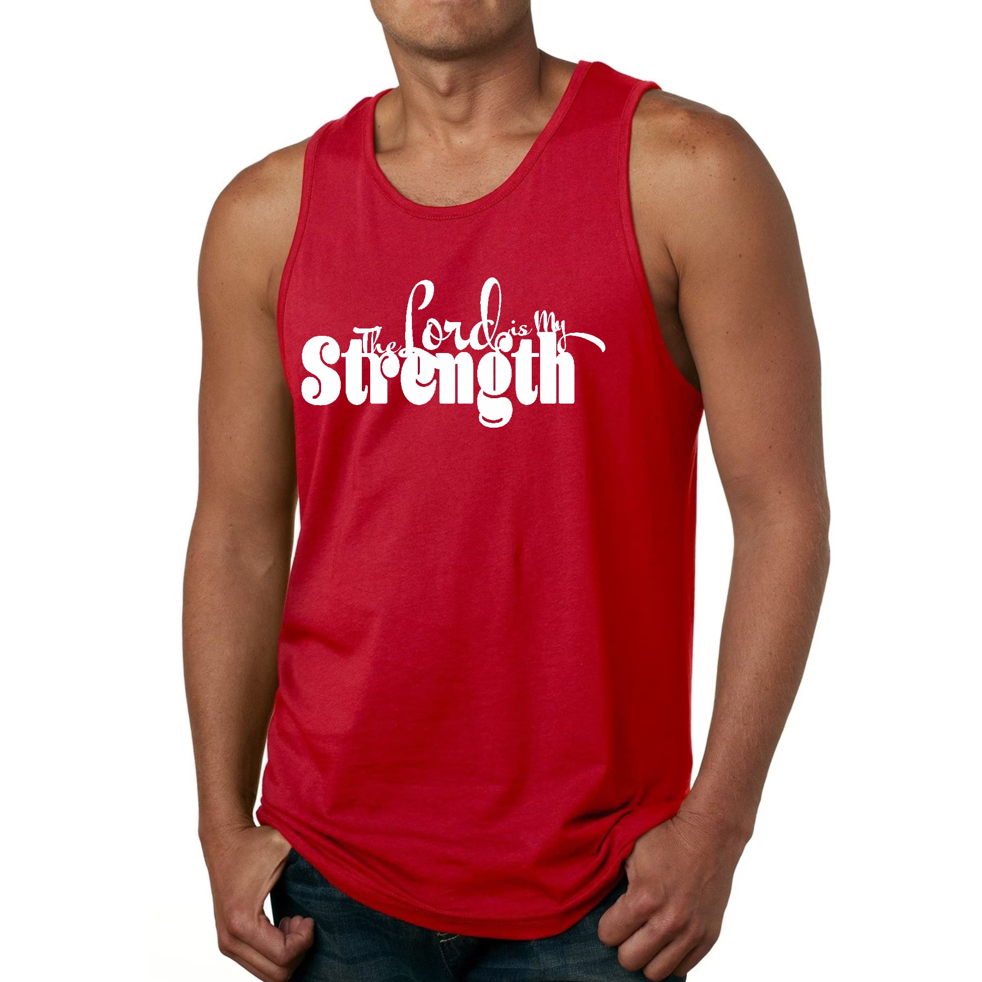 Mens Fitness Tank Top Graphic T-shirt the Lord is my Strength Print