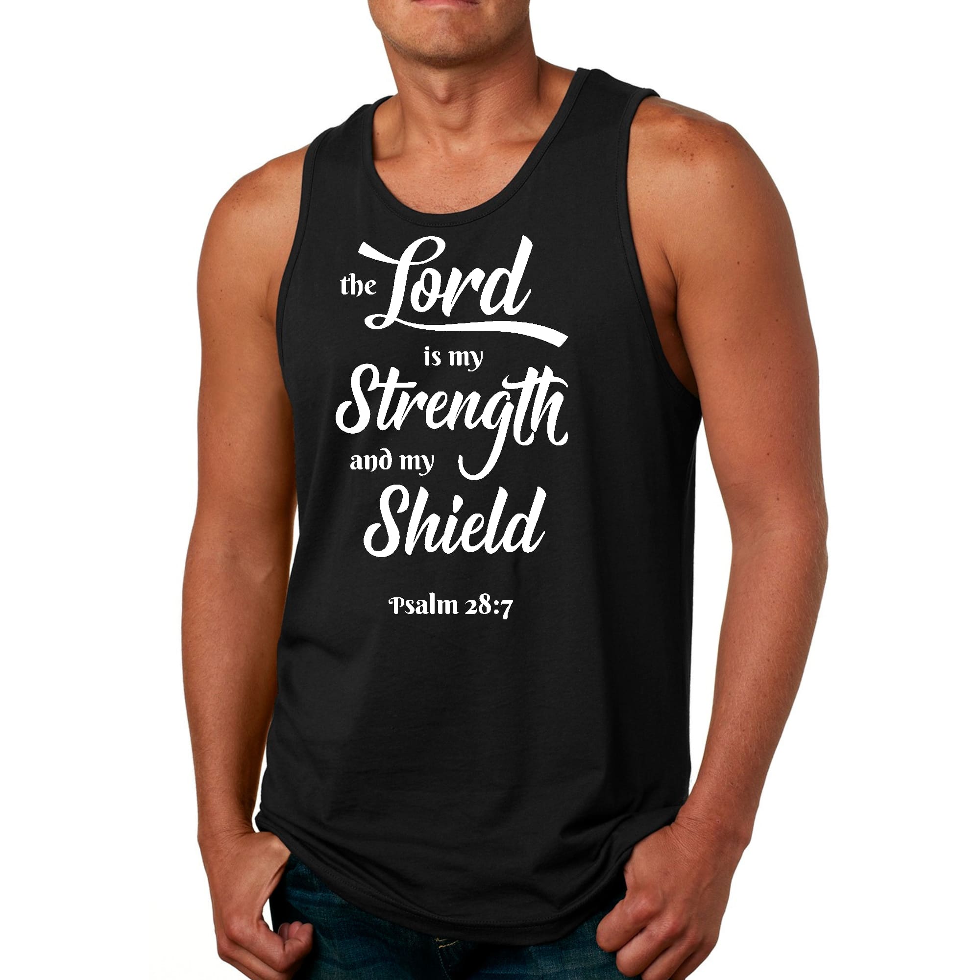 Mens Fitness Tank Top Graphic T-shirt the Lord is my Strength
