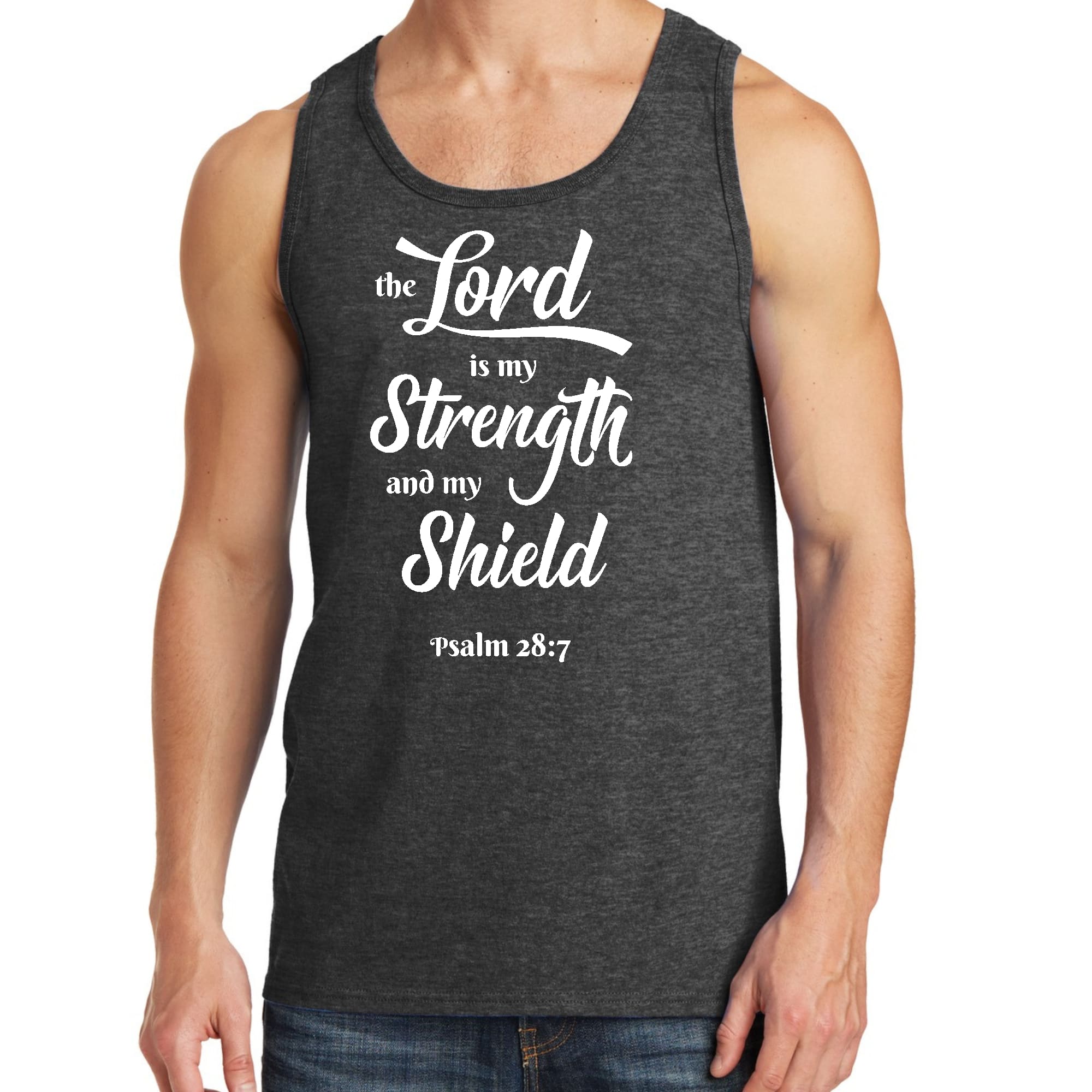 Mens Fitness Tank Top Graphic T-shirt the Lord is my Strength