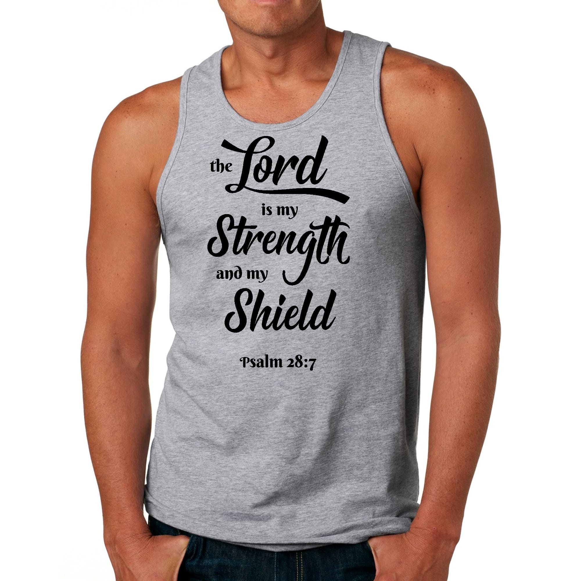 Mens Fitness Tank Top Graphic T-shirt the Lord is my Strength