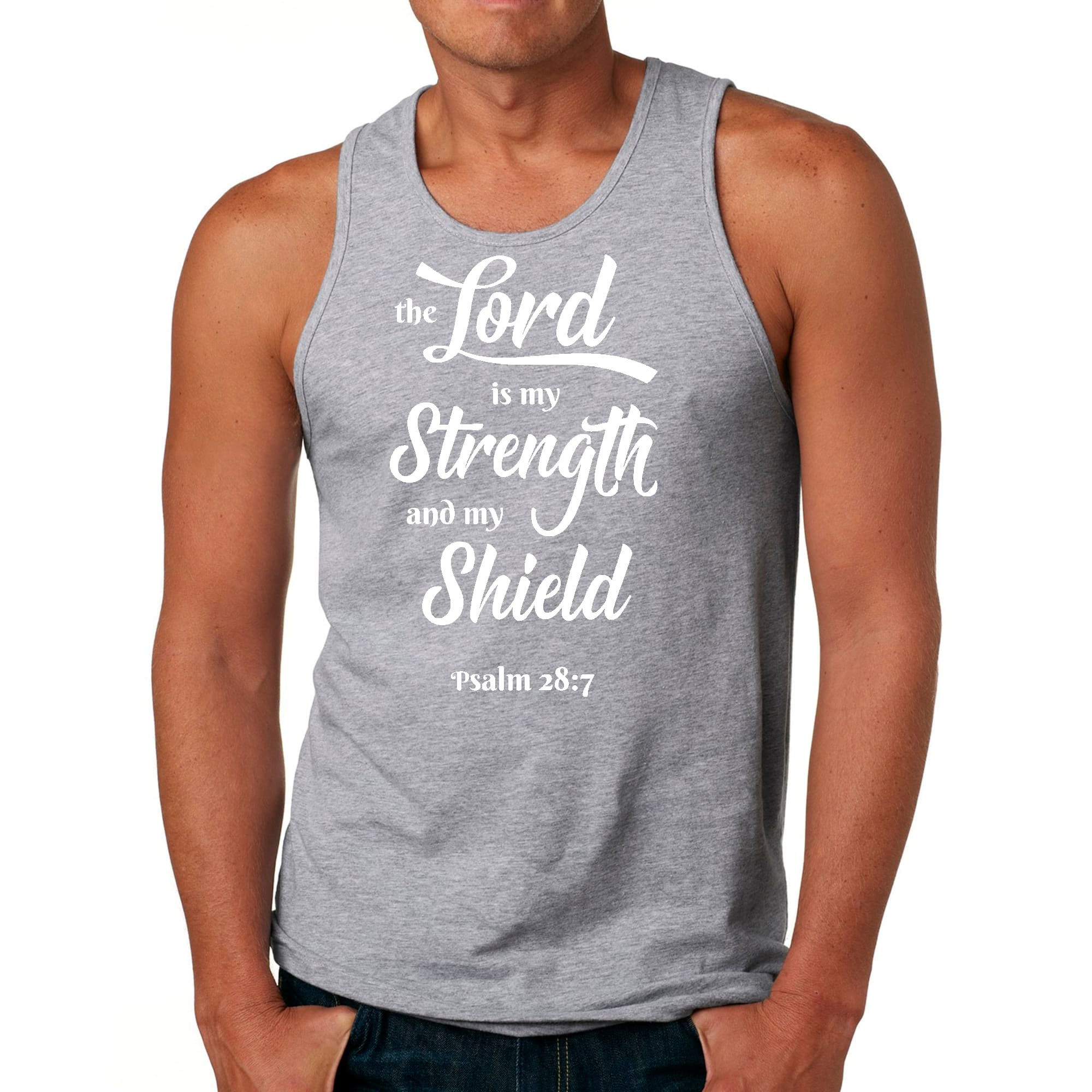 Mens Fitness Tank Top Graphic T-shirt the Lord is my Strength