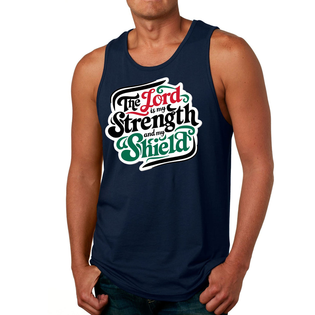 Mens Fitness Tank Top Graphic T-shirt the Lord is my Strength
