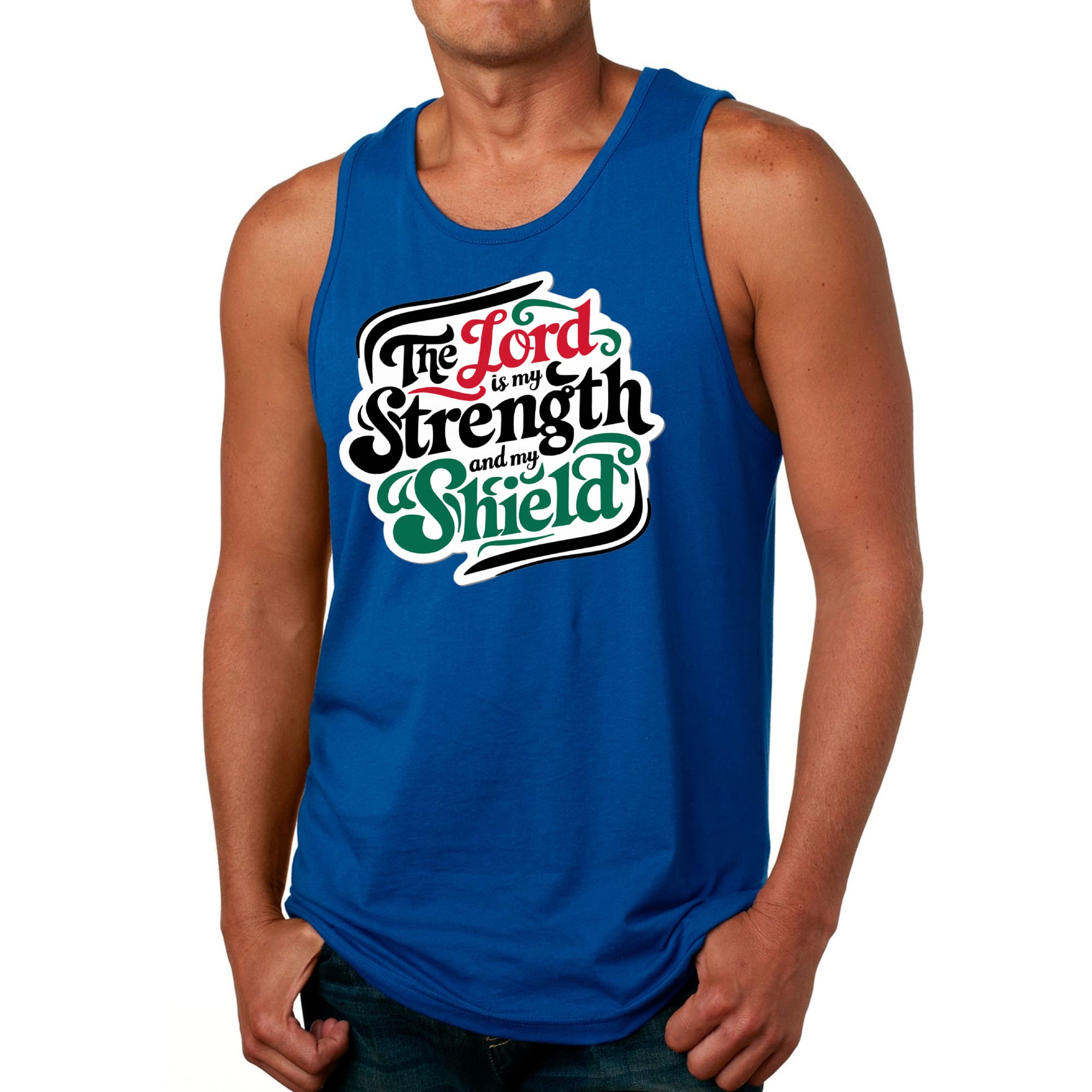 Mens Fitness Tank Top Graphic T-shirt the Lord is my Strength