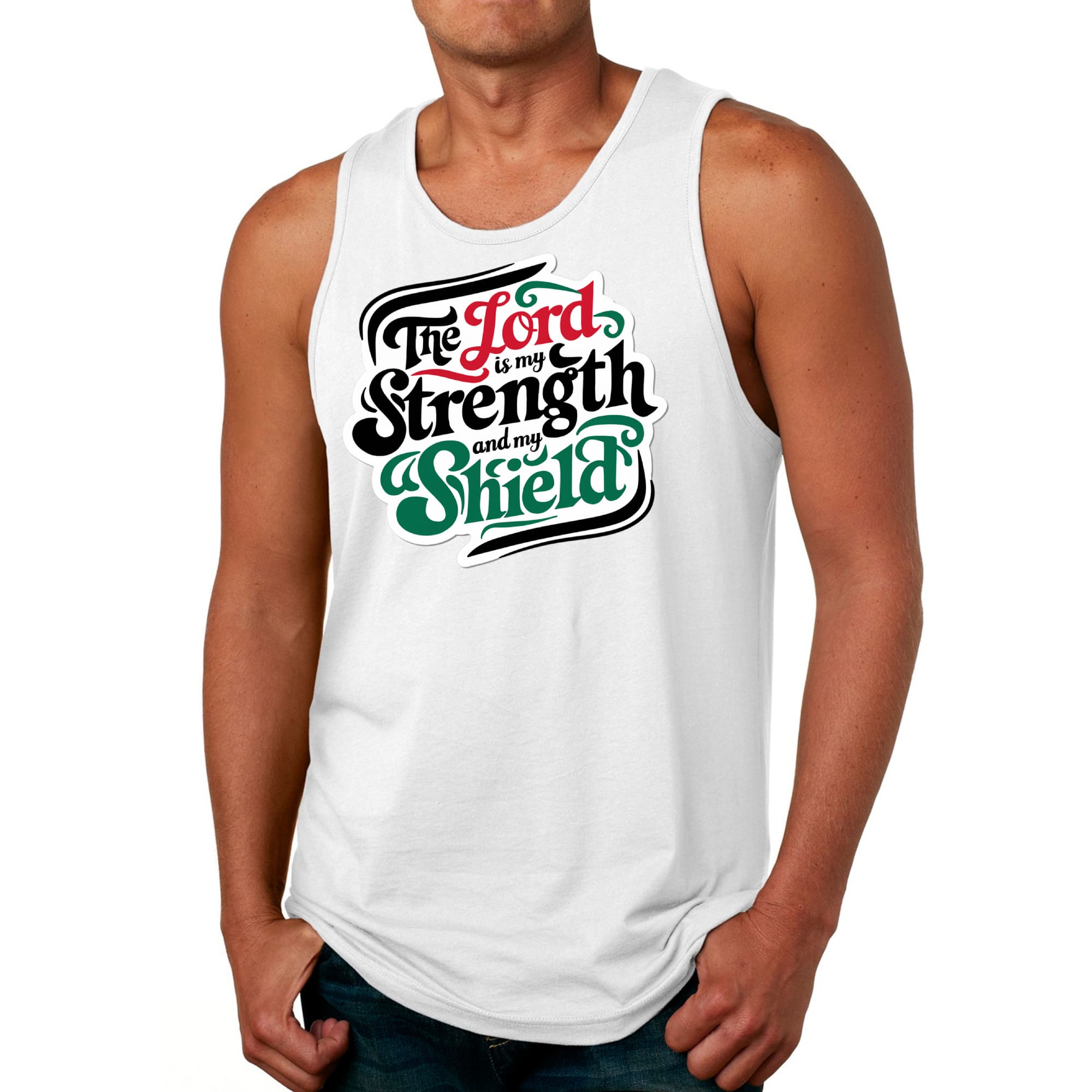 Mens Fitness Tank Top Graphic T-shirt the Lord is my Strength