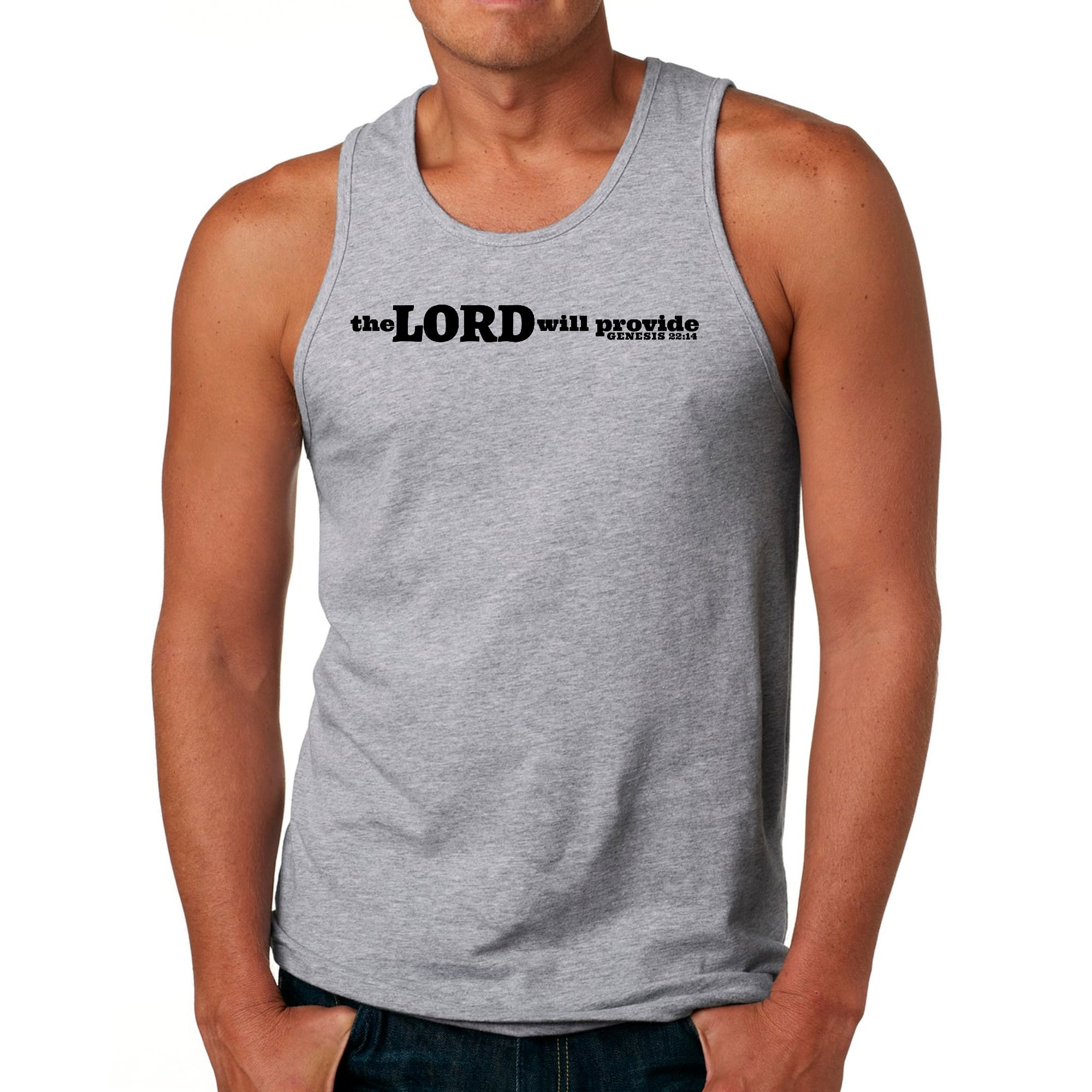 Mens Fitness Tank Top Graphic T-shirt the Lord will Provide Print