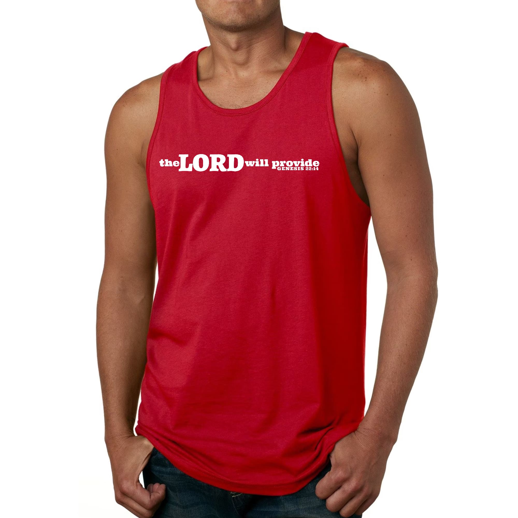 Mens Fitness Tank Top Graphic T-shirt the Lord will Provide Print