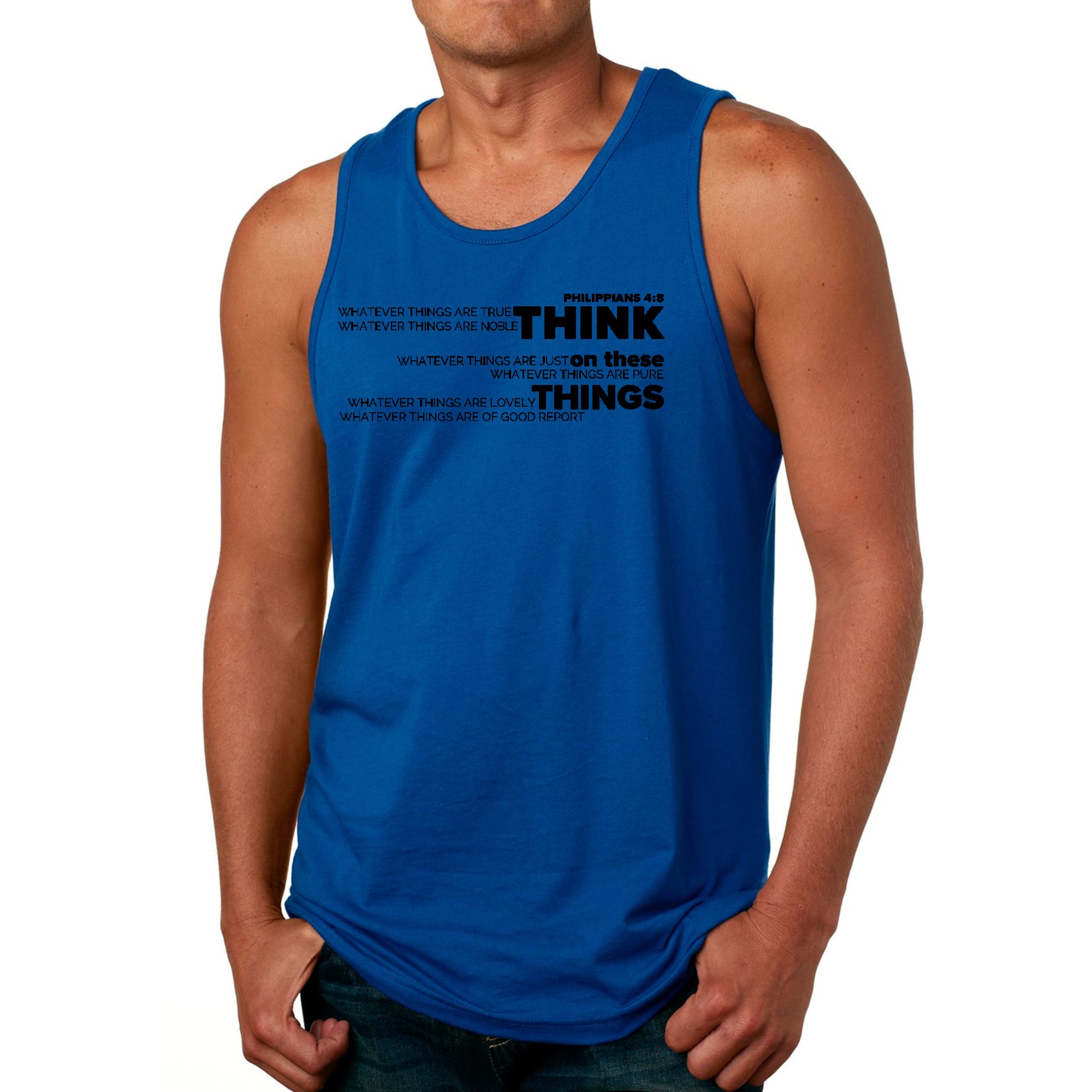 Mens Fitness Tank Top Graphic T-shirt Think on these Things Black