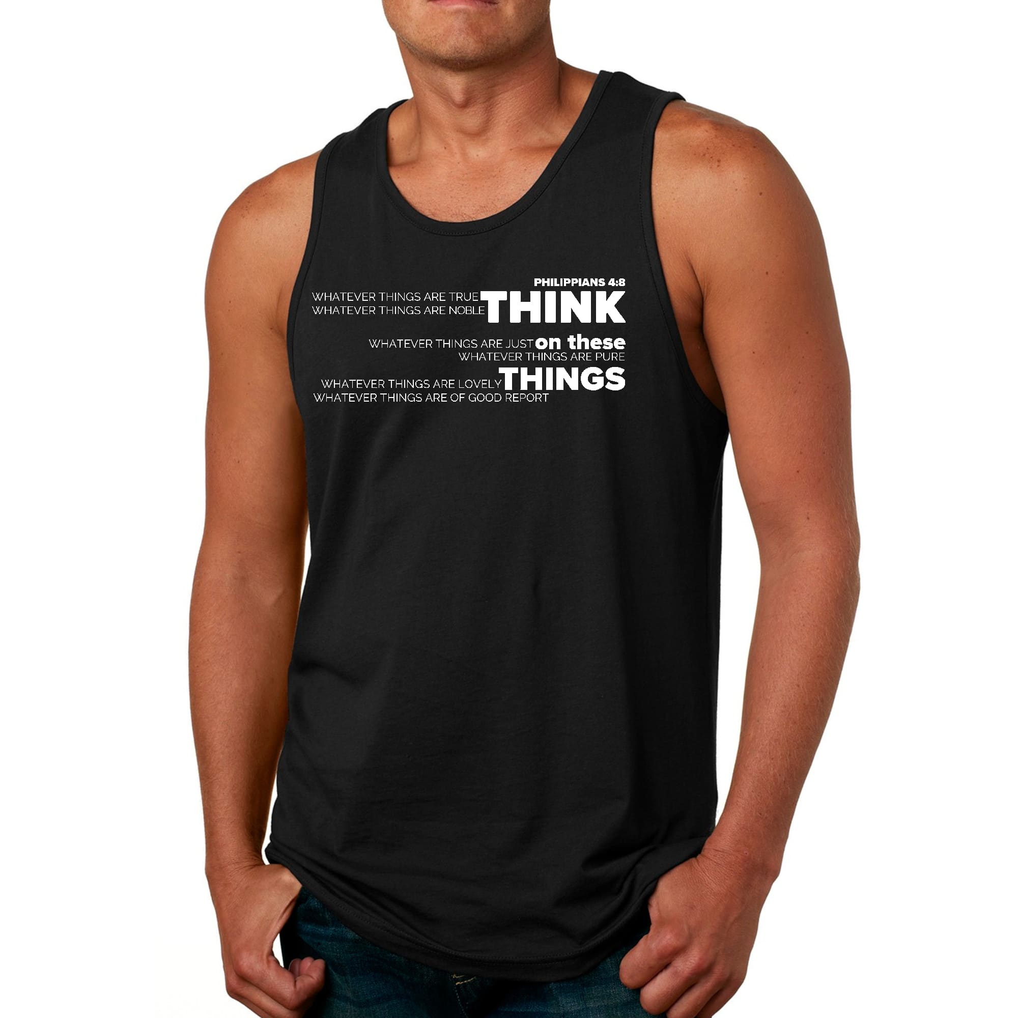 Mens Fitness Tank Top Graphic T-shirt Think on these Things