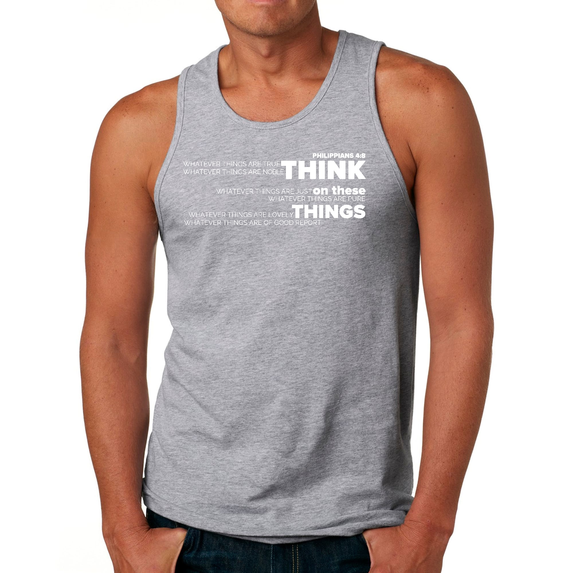 Mens Fitness Tank Top Graphic T-shirt Think on these Things