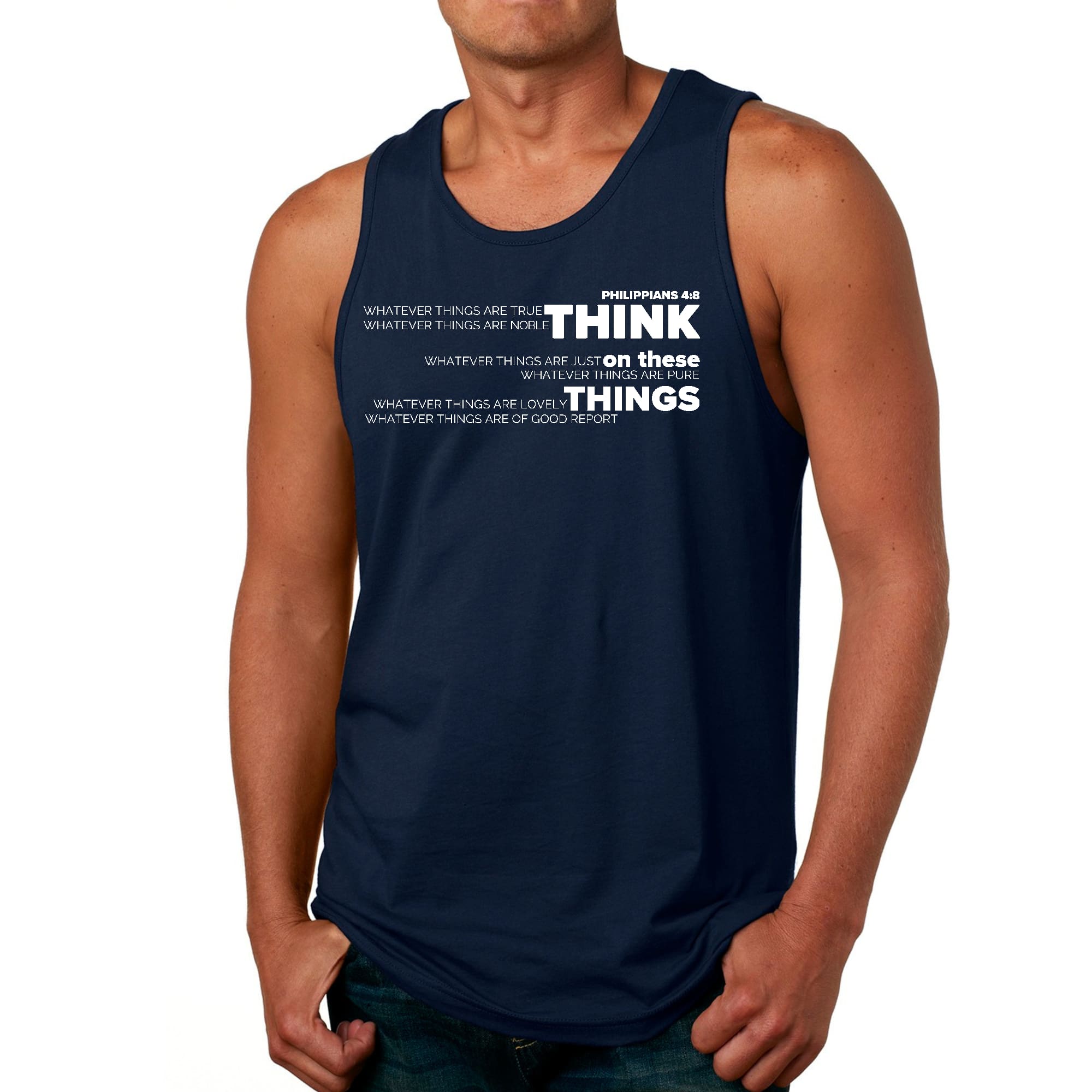 Mens Fitness Tank Top Graphic T-shirt Think on these Things