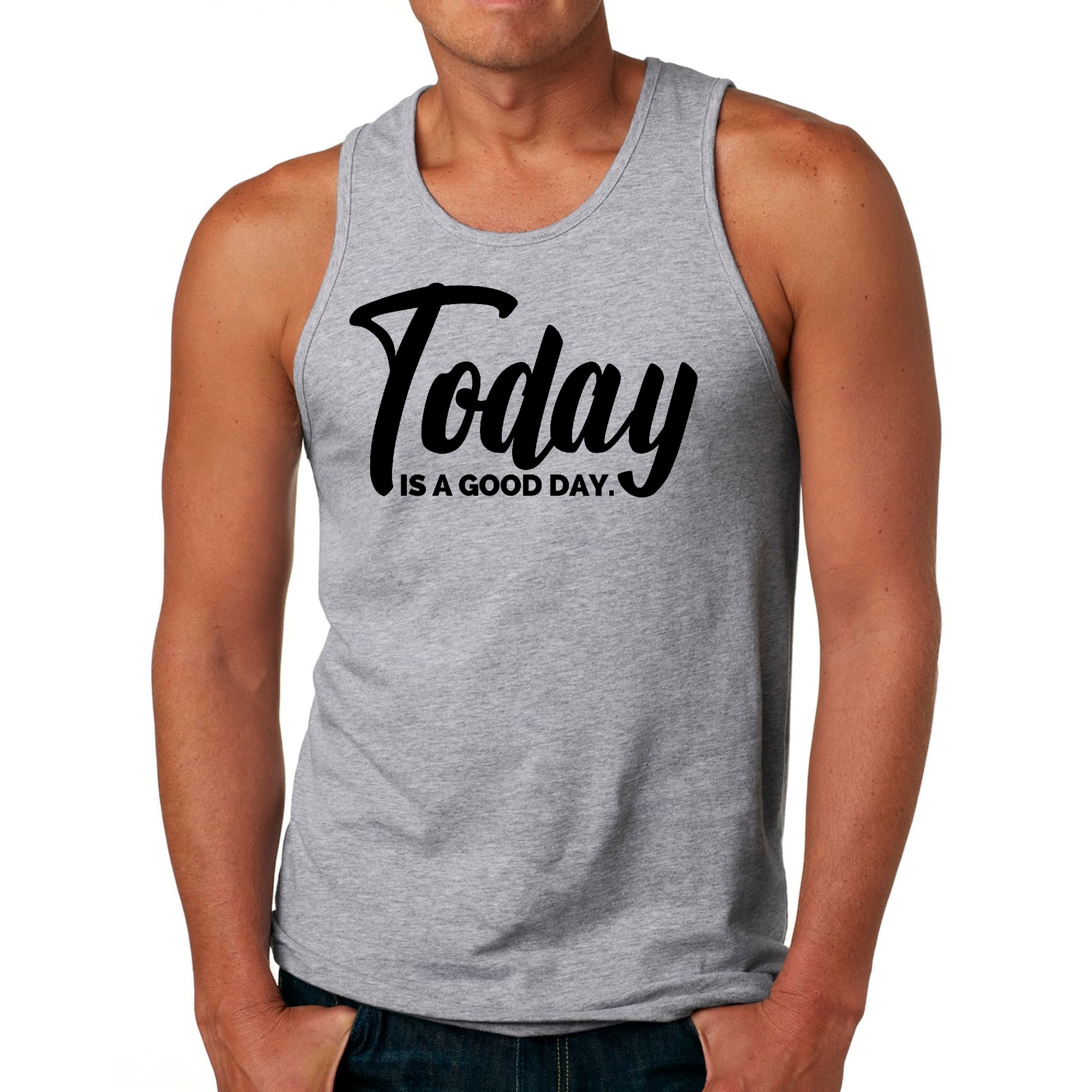 Mens Fitness Tank Top Graphic T-shirt Today is a Good Day Black