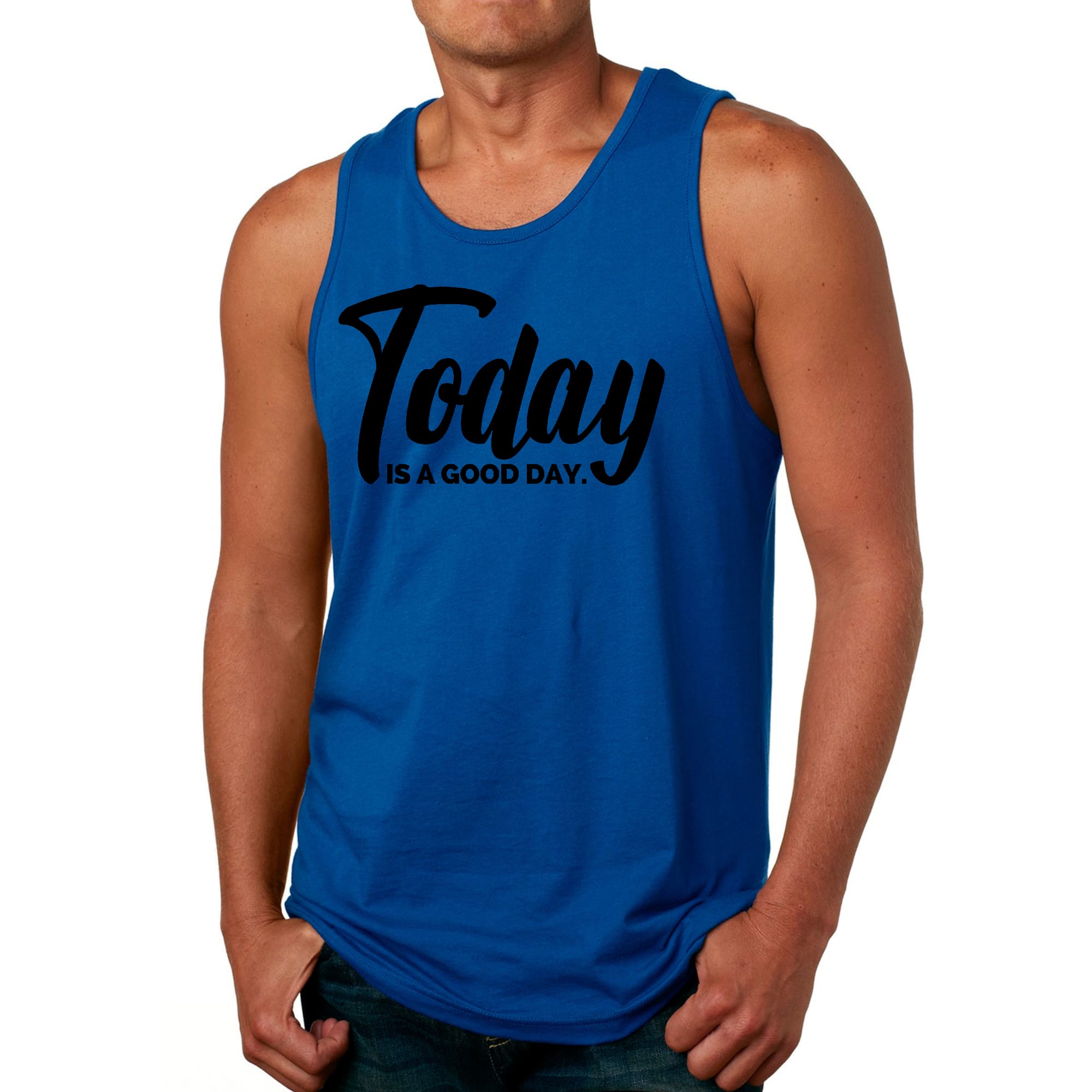 Mens Fitness Tank Top Graphic T-shirt Today is a Good Day Black