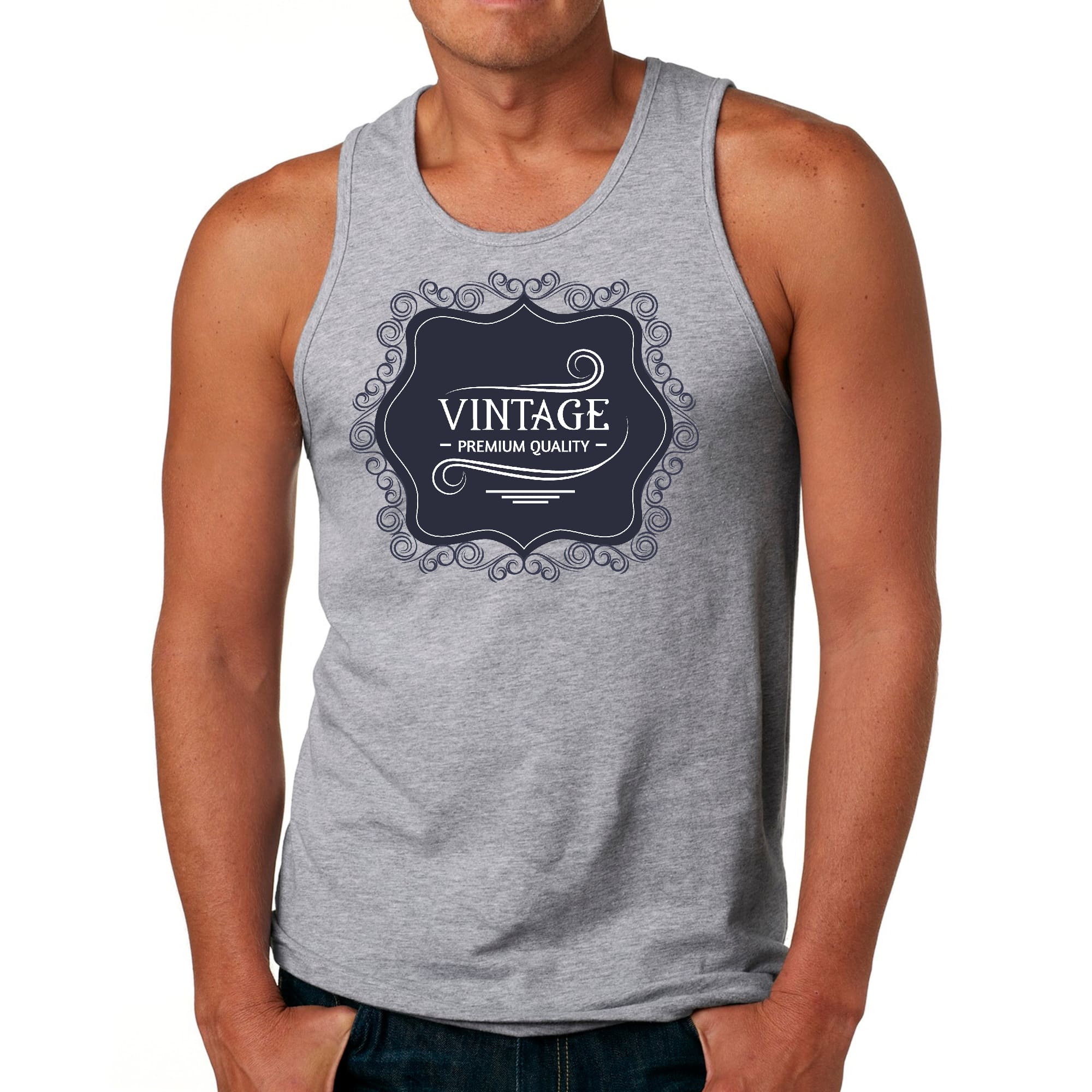 Mens Fitness Tank Top Graphic T-shirt Vintage Premium Quality Black