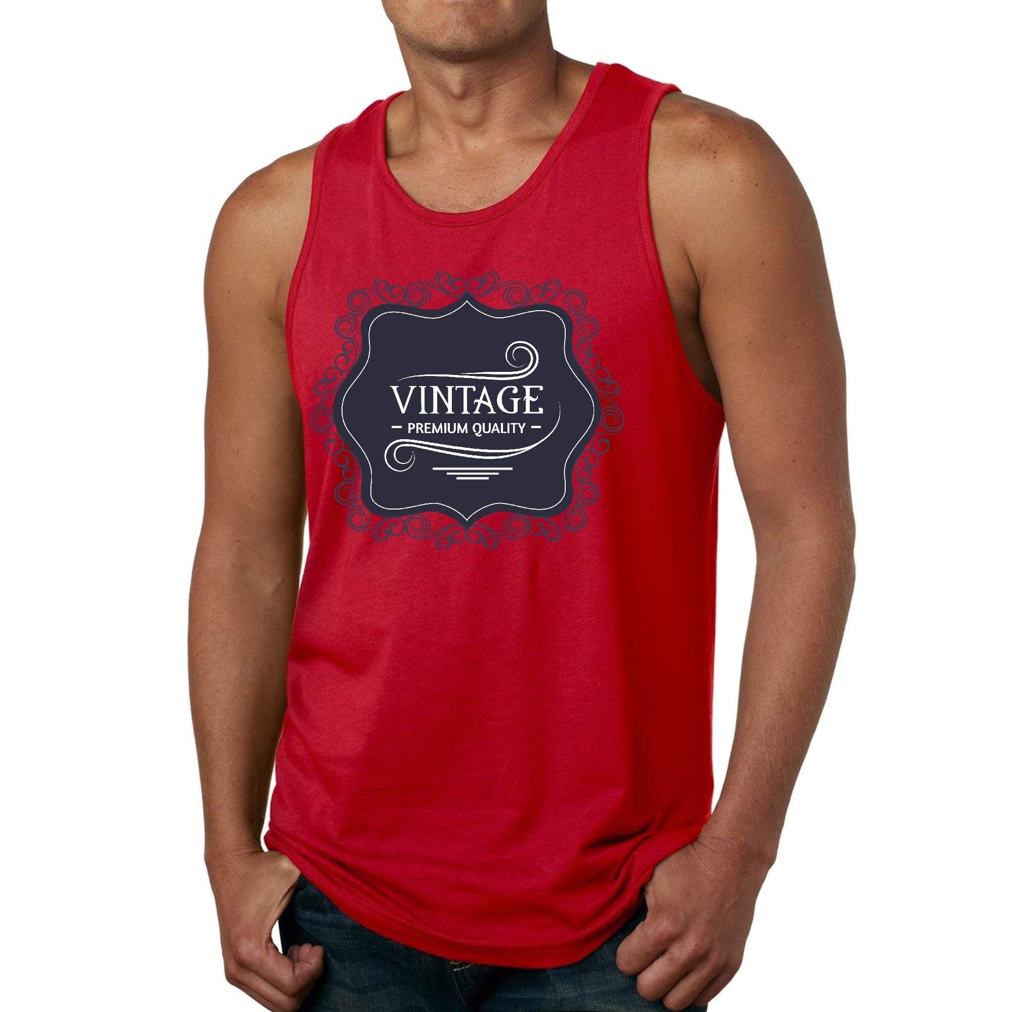 Mens Fitness Tank Top Graphic T-shirt Vintage Premium Quality Black