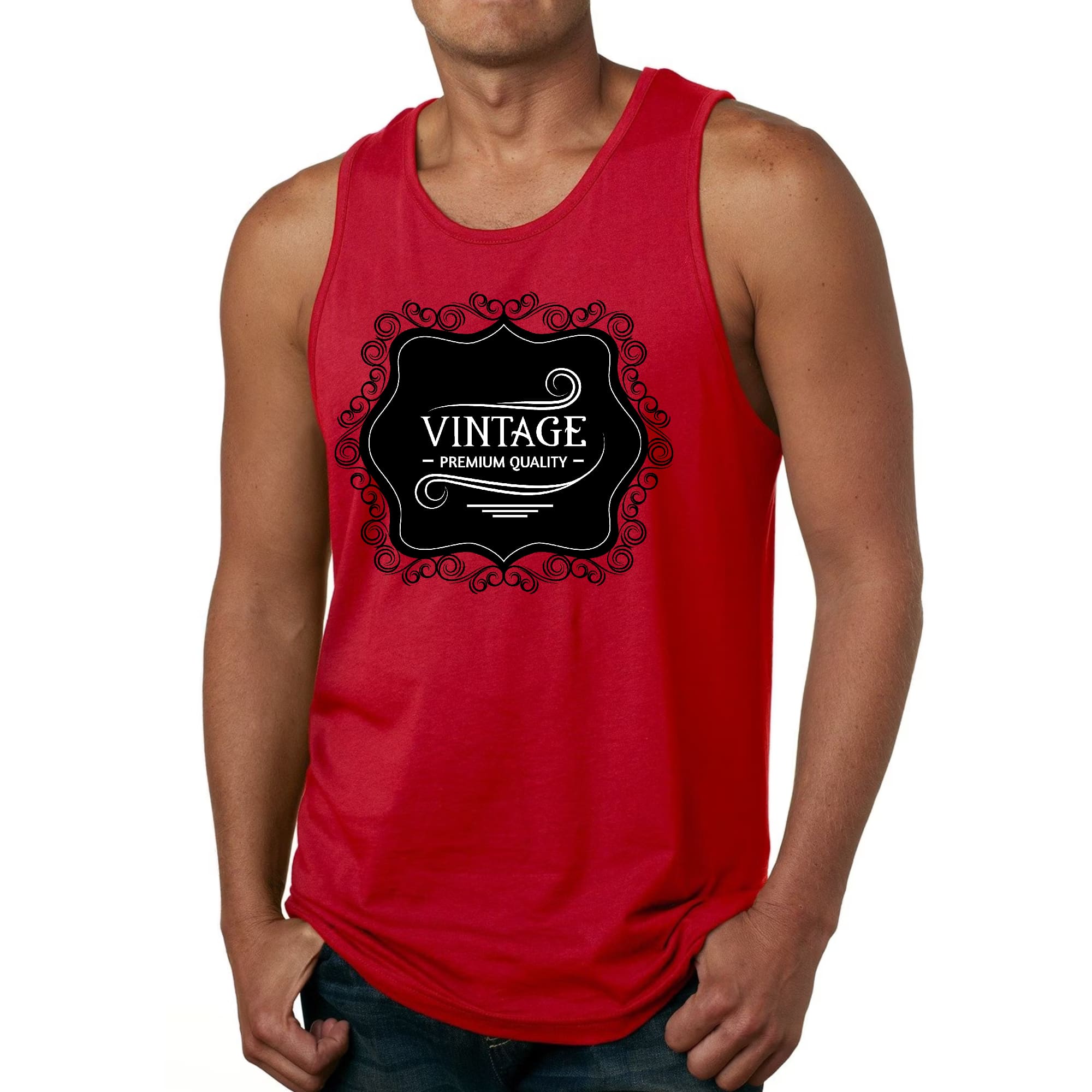 Mens Fitness Tank Top Graphic T-shirt Vintage Premium Quality Black