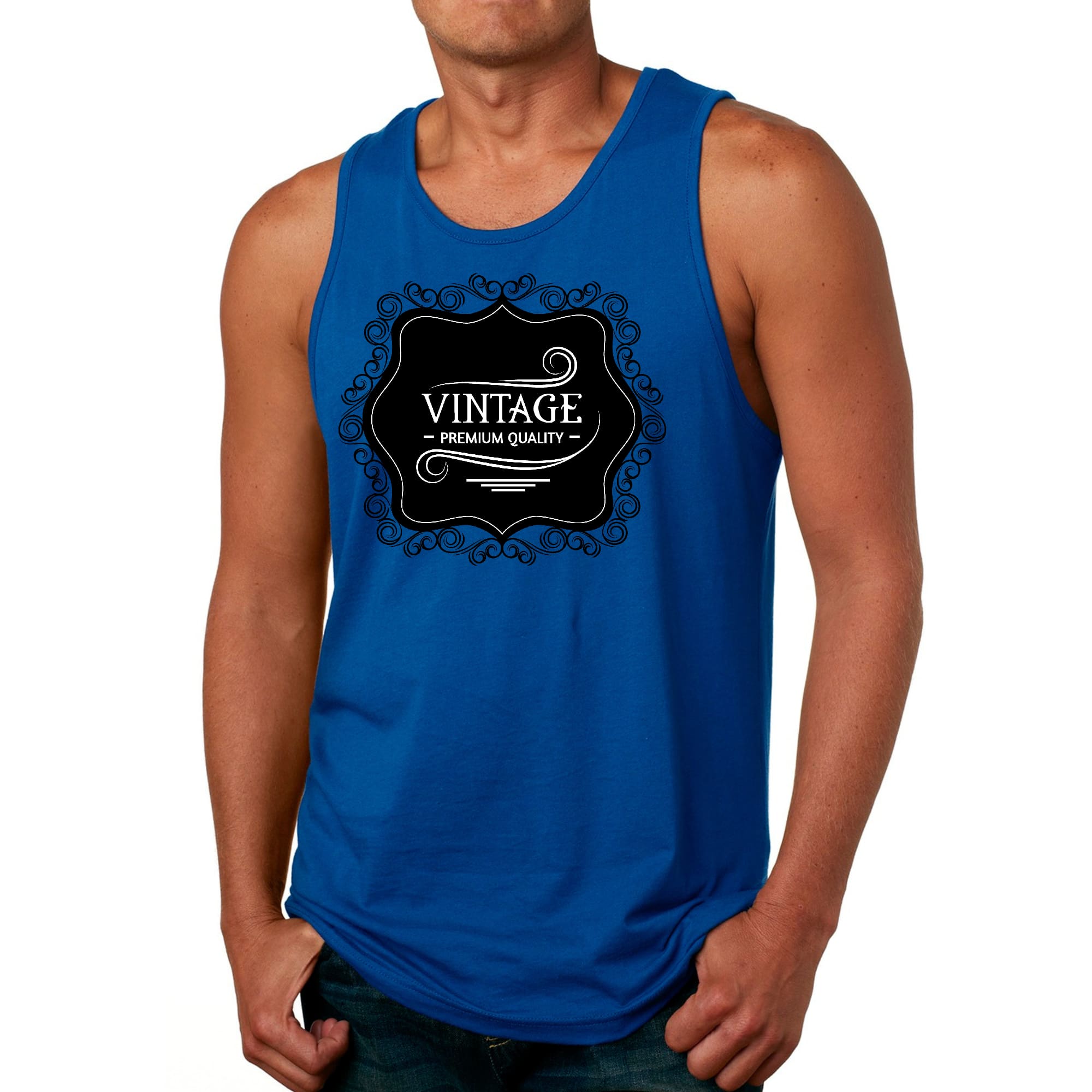 Mens Fitness Tank Top Graphic T-shirt Vintage Premium Quality Black