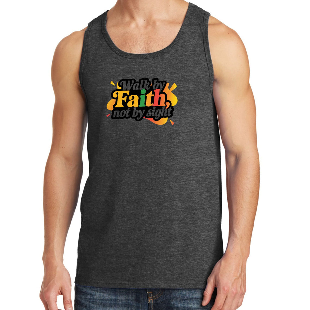 Mens Fitness Tank Top Graphic T-shirt Walk by Faith - not by Sight