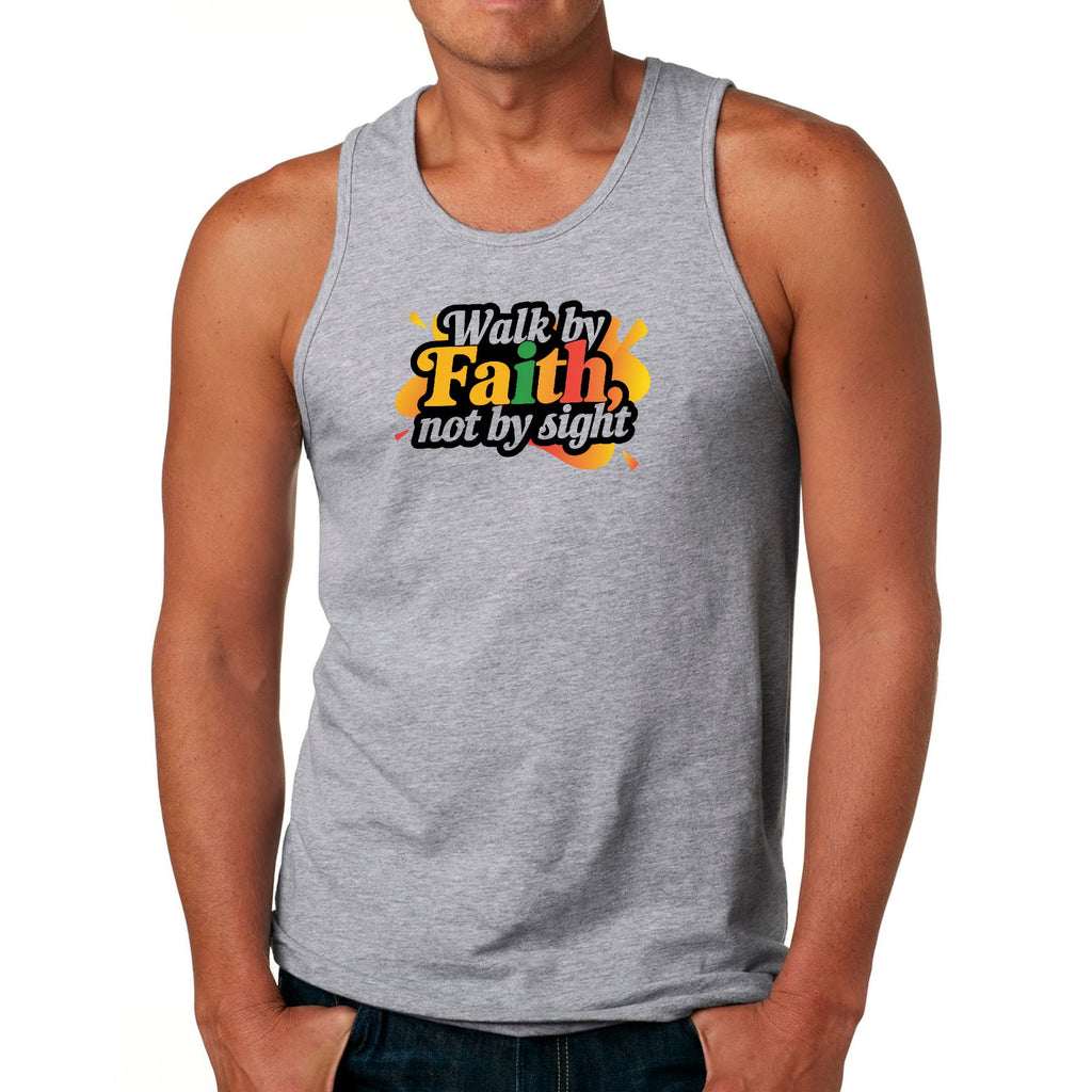 Mens Fitness Tank Top Graphic T-shirt Walk by Faith - not by Sight