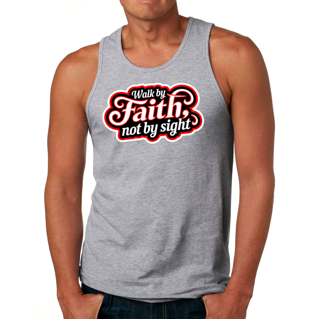 Mens Fitness Tank Top Graphic T-shirt Walk by Faith - not by Sight