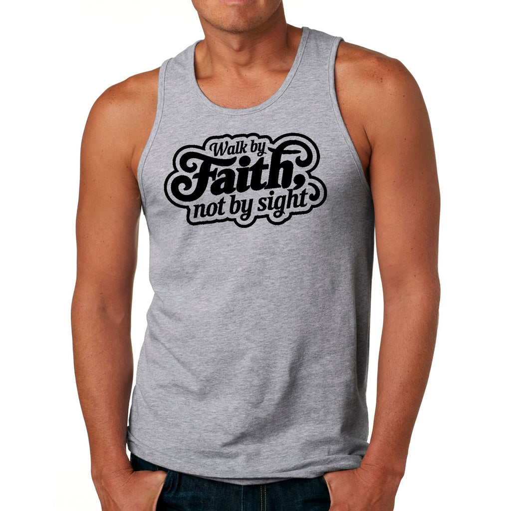 Mens Fitness Tank Top Graphic T-shirt Walk by Faith - not by Sight