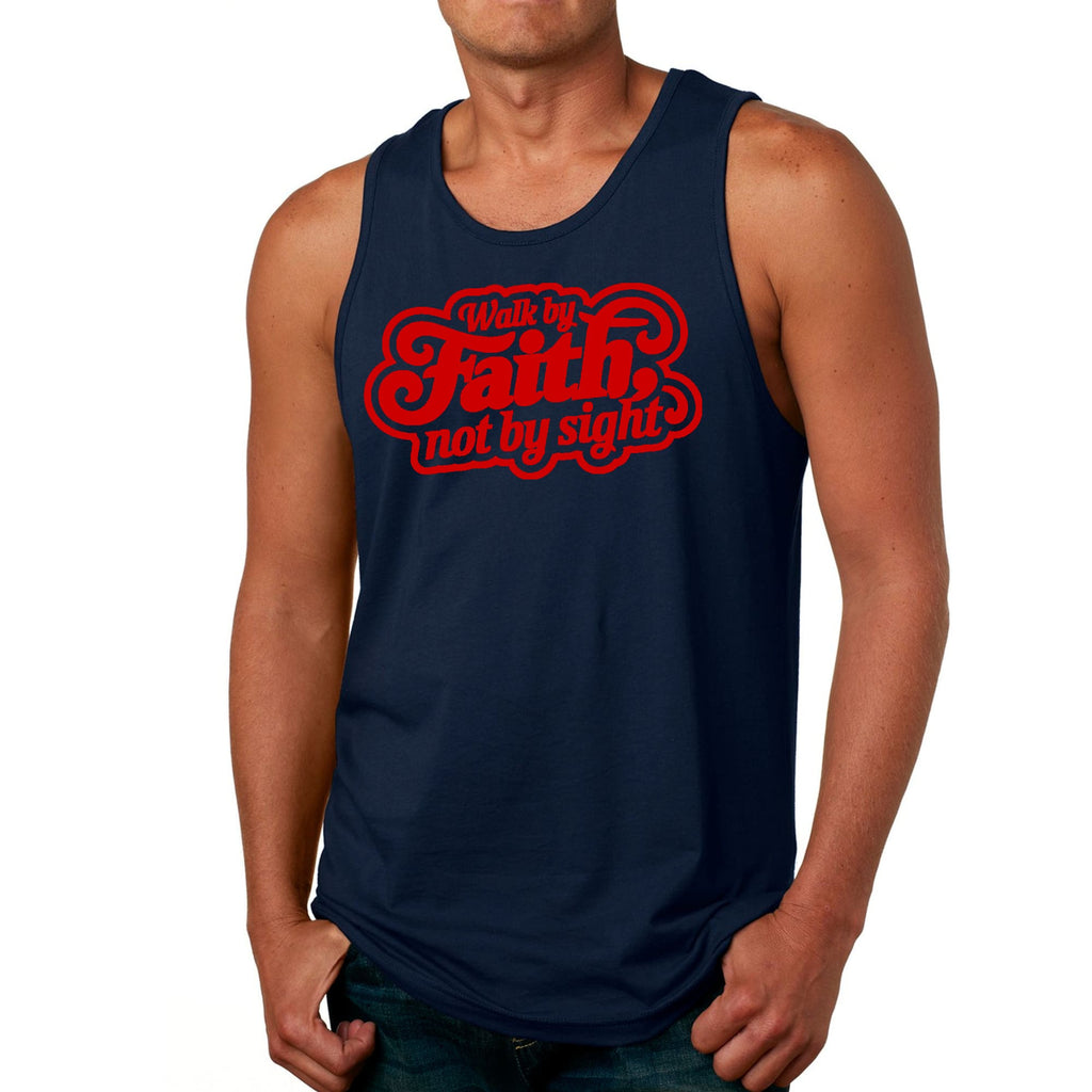 Mens Fitness Tank Top Graphic T-shirt Walk by Faith - not by Sight