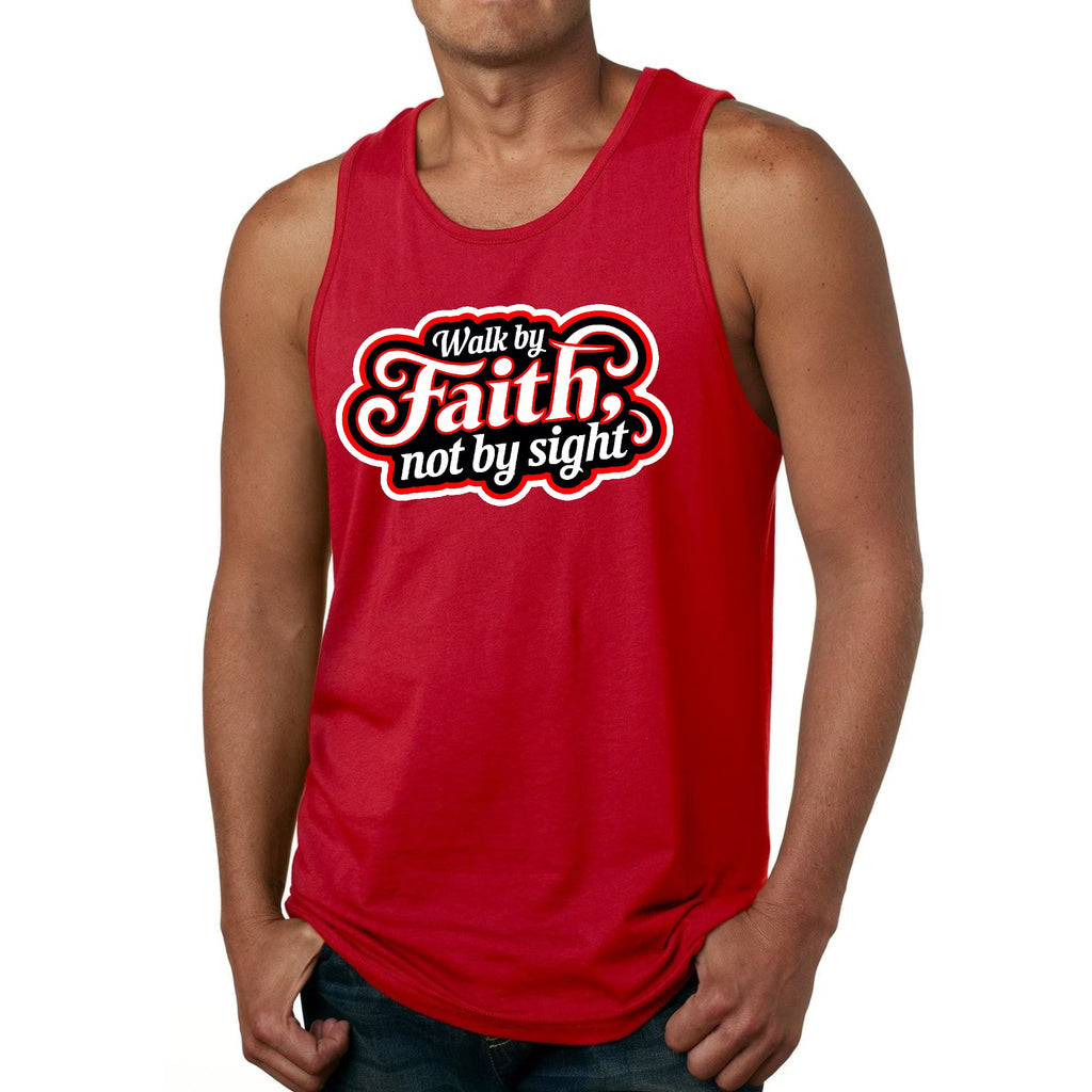 Mens Fitness Tank Top Graphic T-shirt Walk by Faith - not by Sight