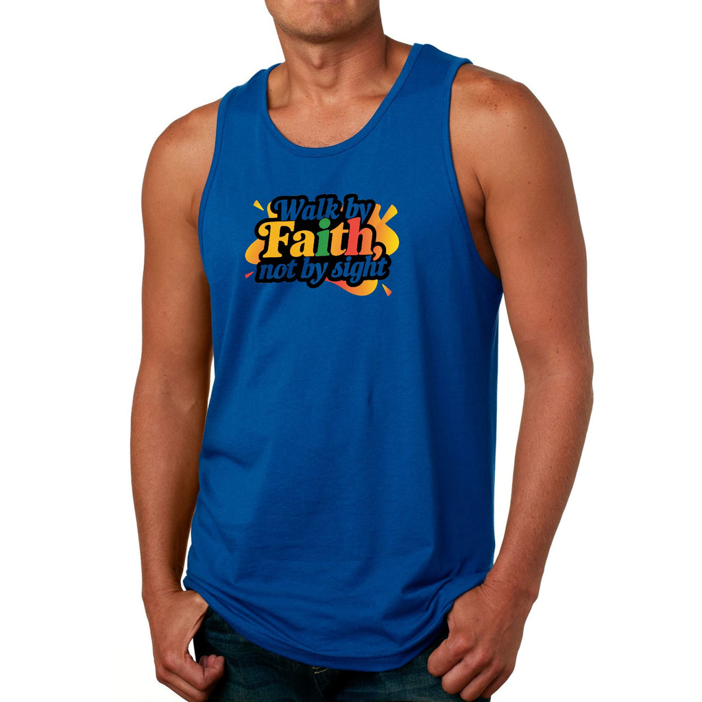 Mens Fitness Tank Top Graphic T-shirt Walk by Faith - not by Sight
