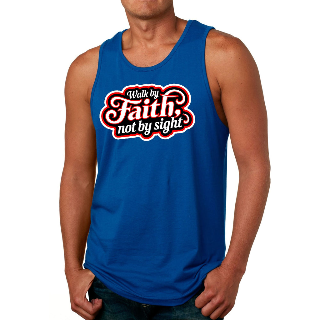 Mens Fitness Tank Top Graphic T-shirt Walk by Faith - not by Sight