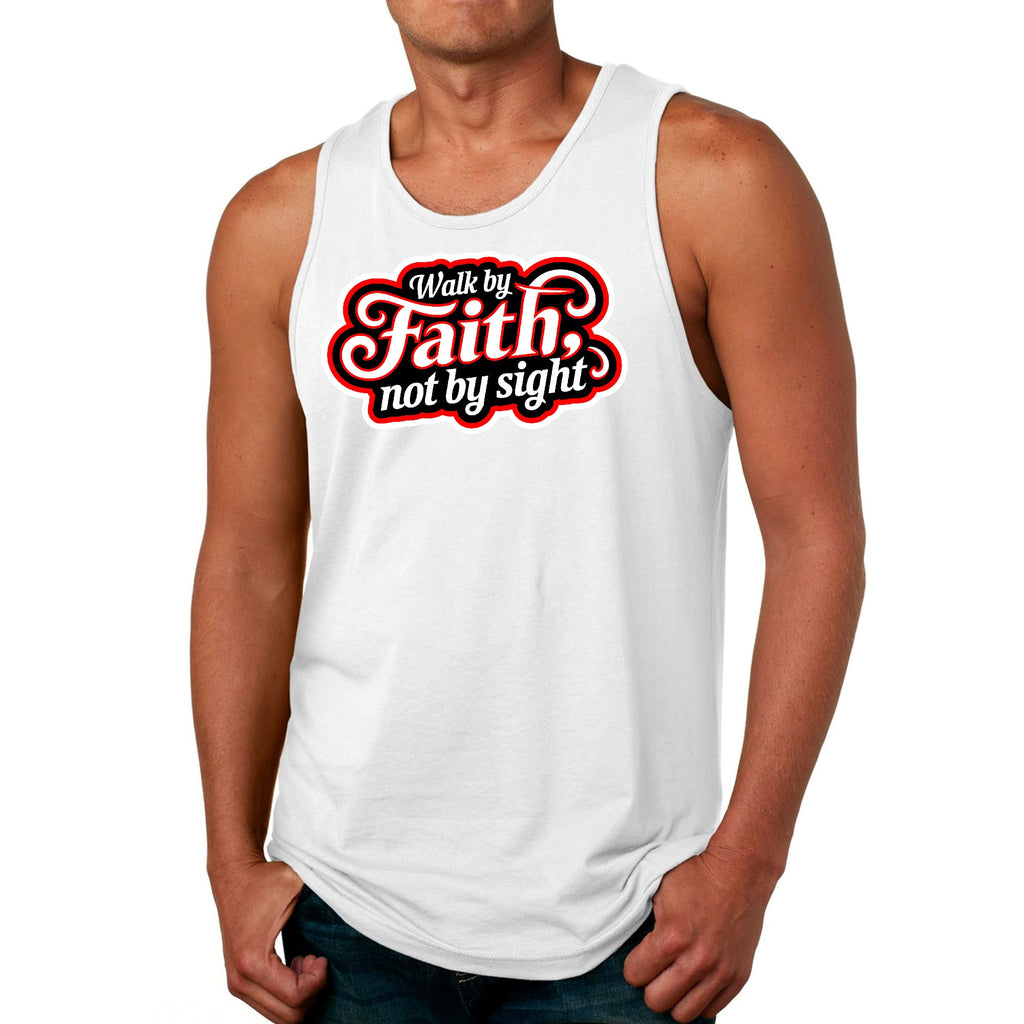 Mens Fitness Tank Top Graphic T-shirt Walk by Faith - not by Sight