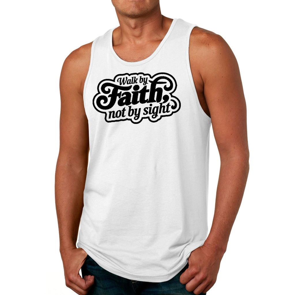 Mens Fitness Tank Top Graphic T-shirt Walk by Faith - not by Sight
