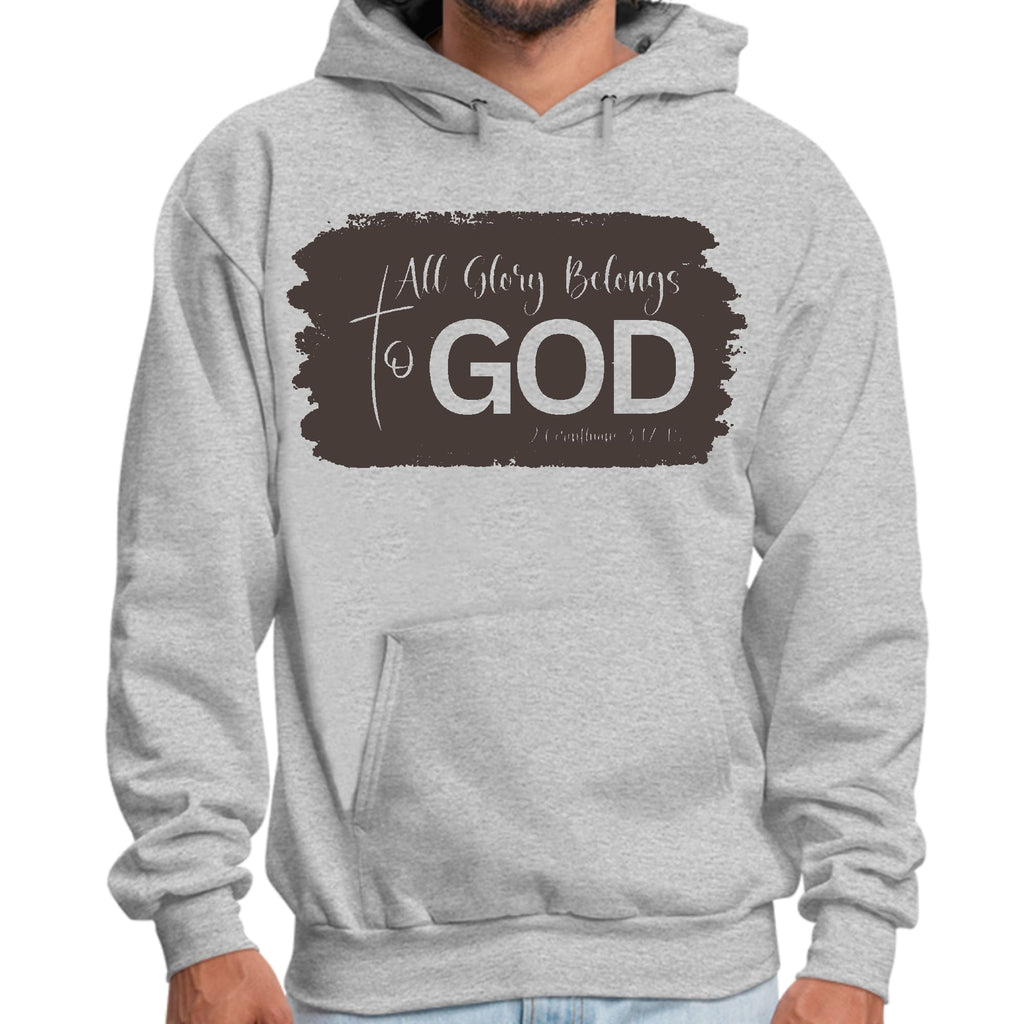 Mens Graphic Hoodie All Glory Belongs to God - Brown