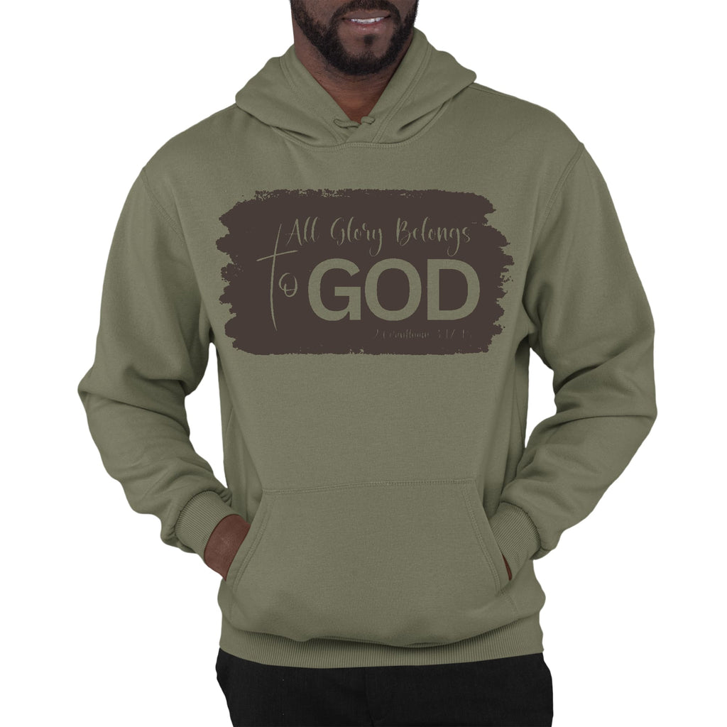 Mens Graphic Hoodie All Glory Belongs to God - Brown