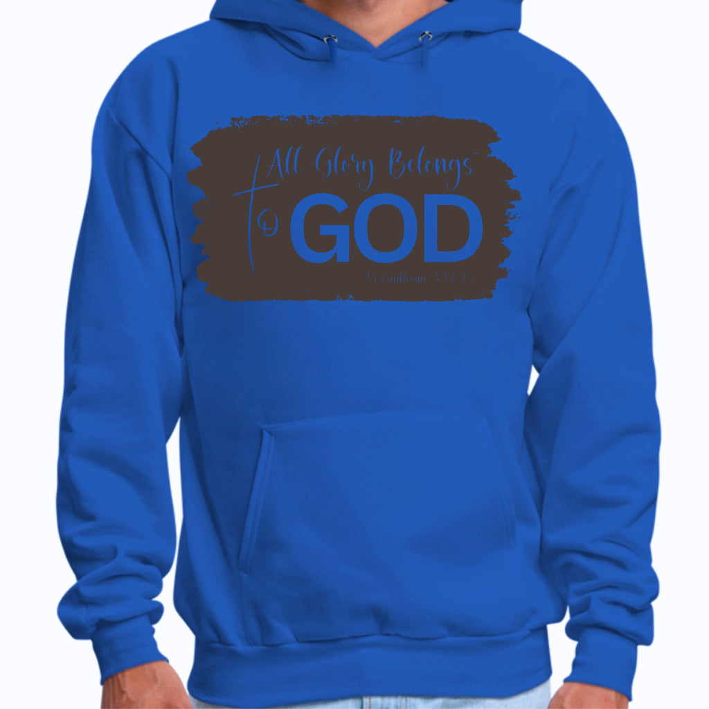 Mens Graphic Hoodie All Glory Belongs to God - Brown