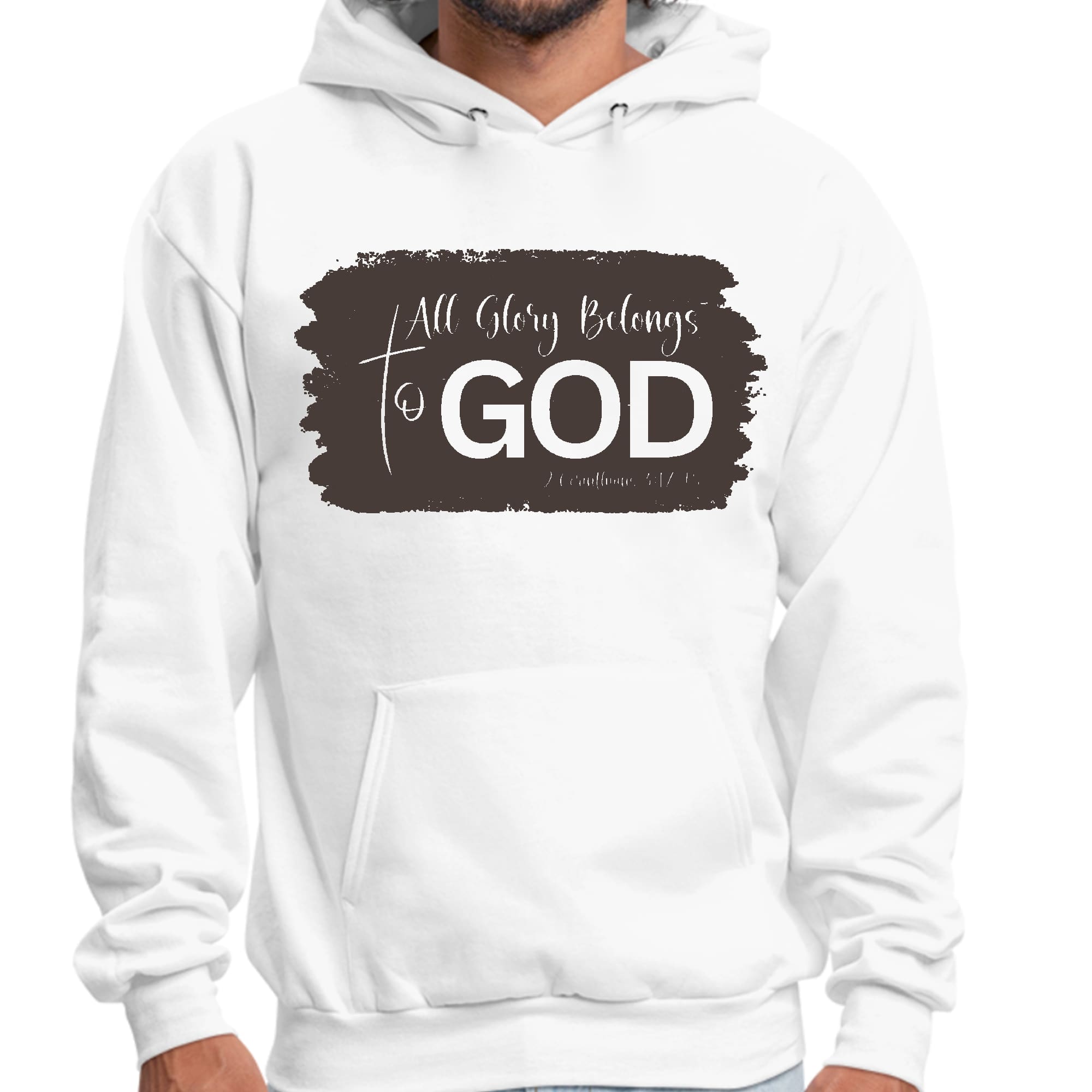 Mens Graphic Hoodie All Glory Belongs to God - Brown
