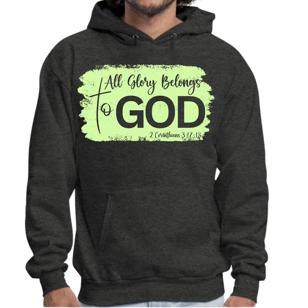 Mens Graphic Hoodie All Glory Belongs to God Christian Neon