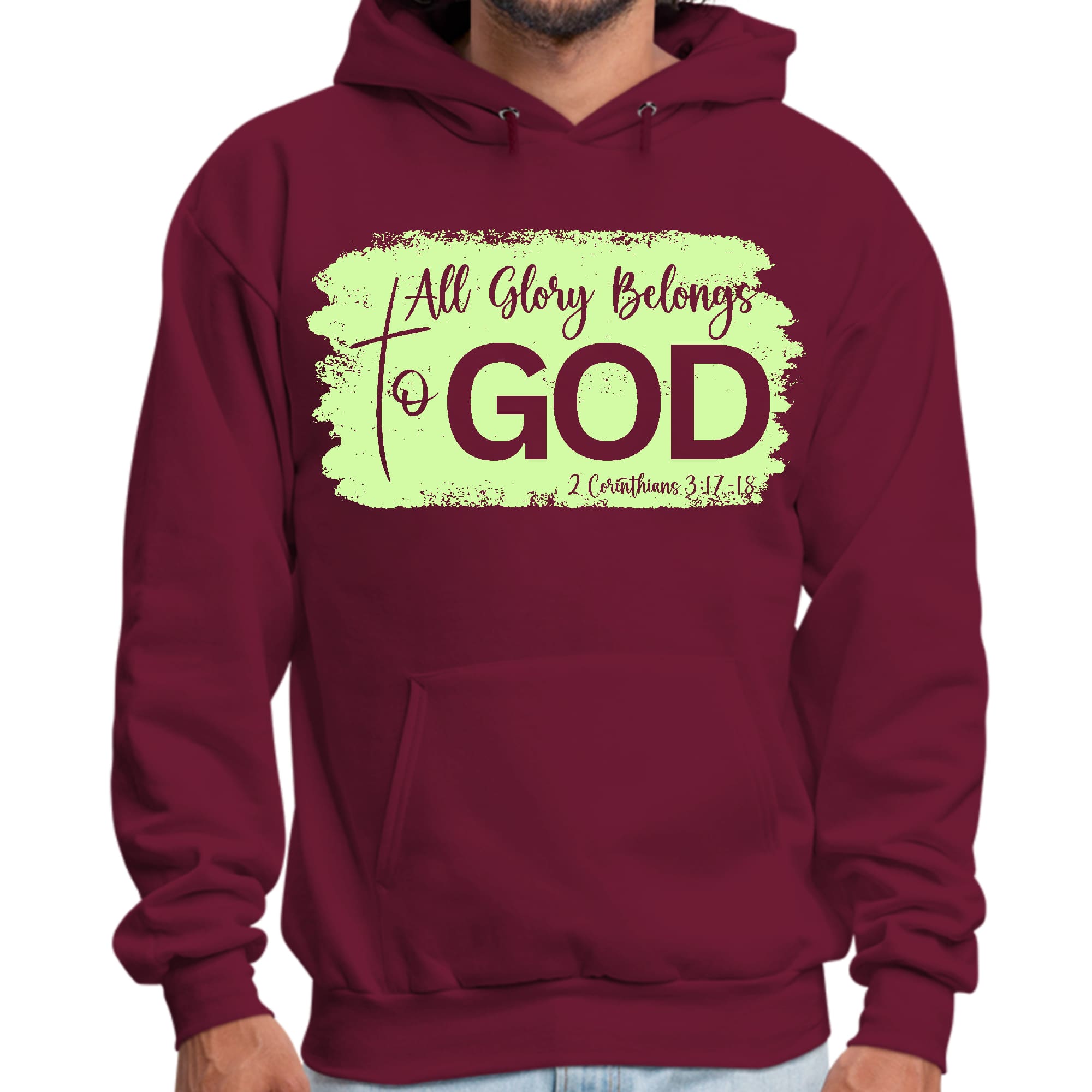 Mens Graphic Hoodie All Glory Belongs to God Christian Neon