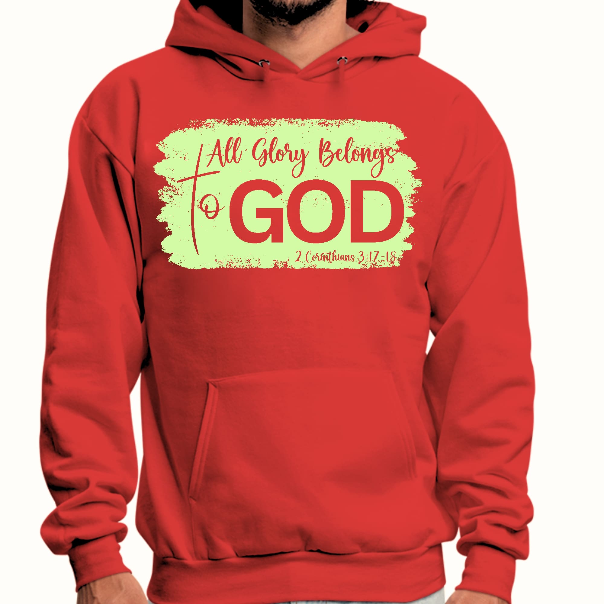Mens Graphic Hoodie All Glory Belongs to God Christian Neon