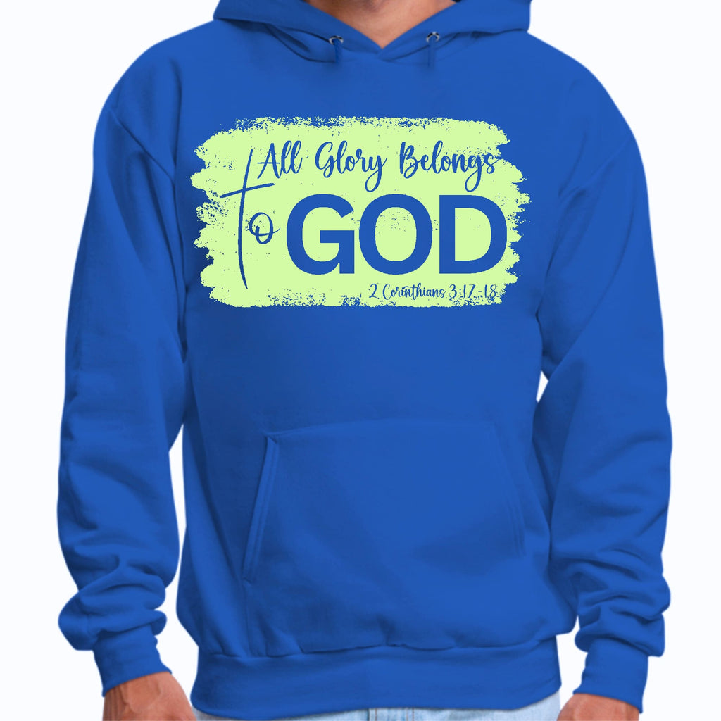 Mens Graphic Hoodie All Glory Belongs to God Christian Neon