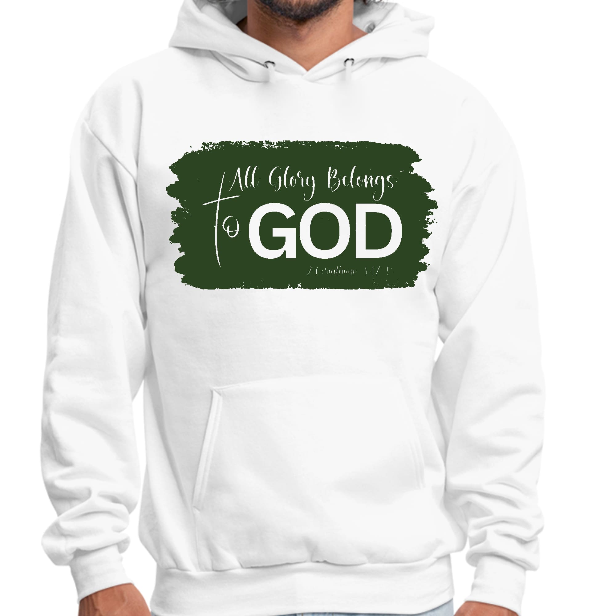 Mens Graphic Hoodie All Glory Belongs to God - Dark Green