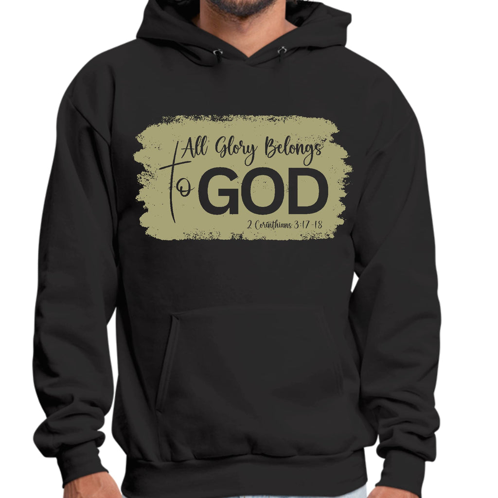 Mens Graphic Hoodie All Glory Belongs to God - Olive Green