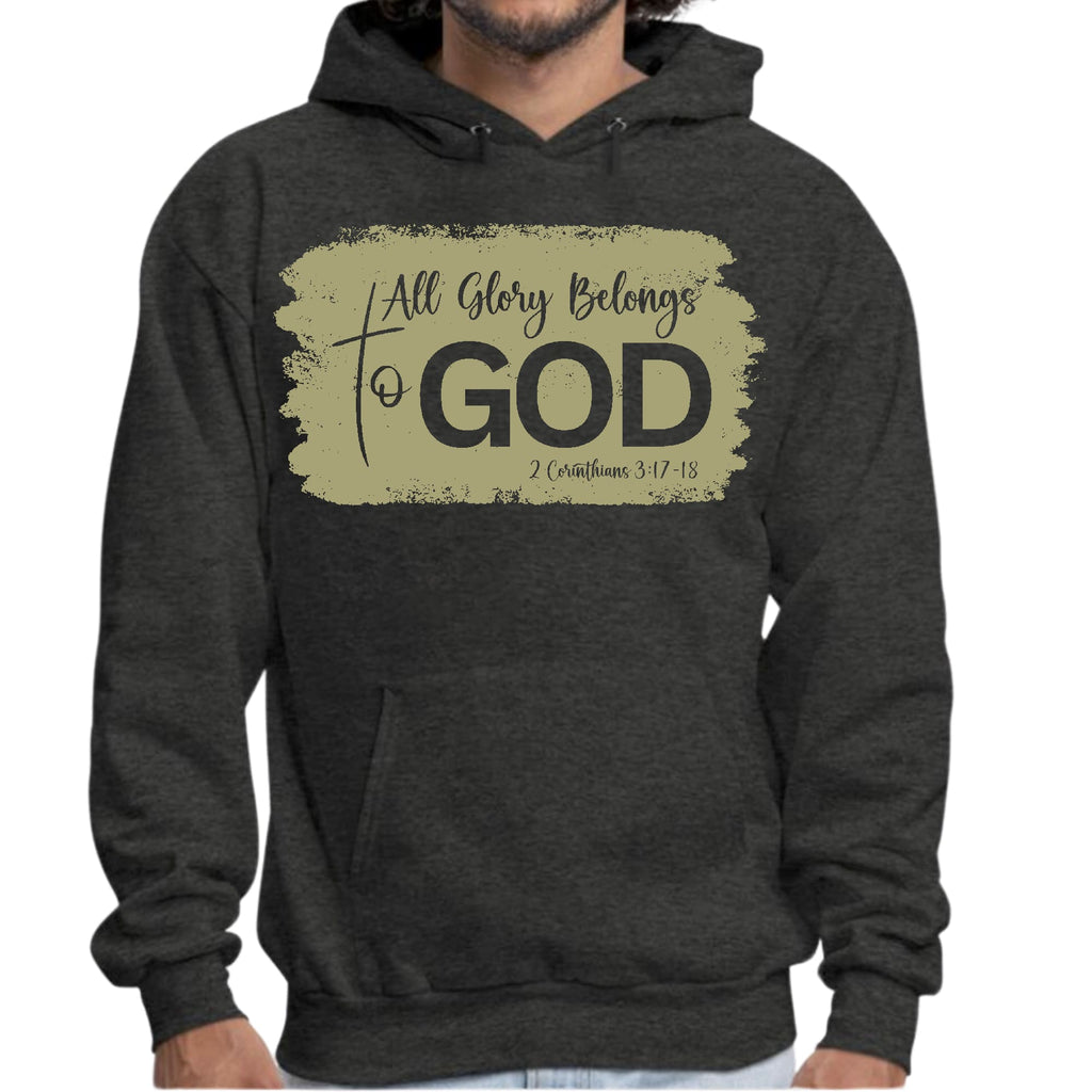 Mens Graphic Hoodie All Glory Belongs to God - Olive Green