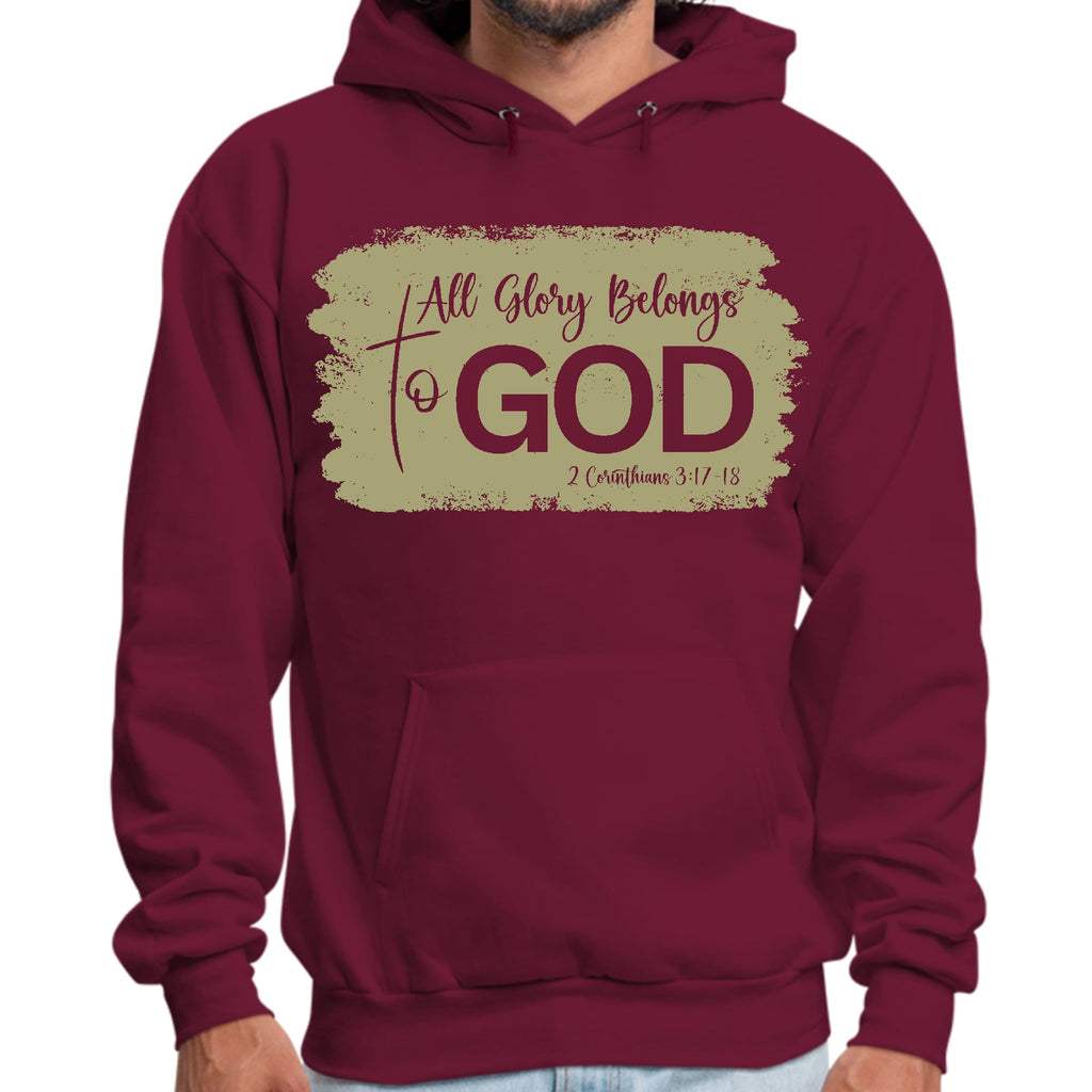 Mens Graphic Hoodie All Glory Belongs to God - Olive Green