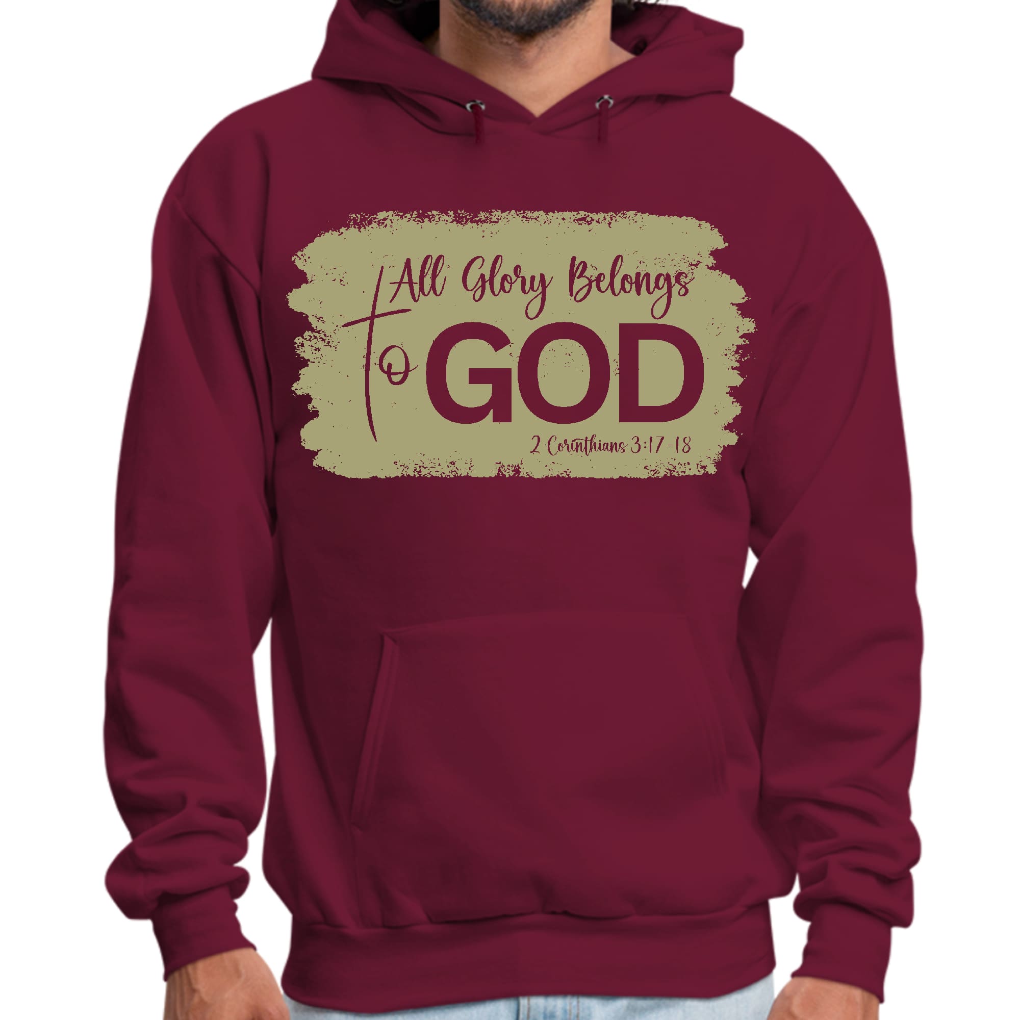 Mens Graphic Hoodie All Glory Belongs to God - Olive Green