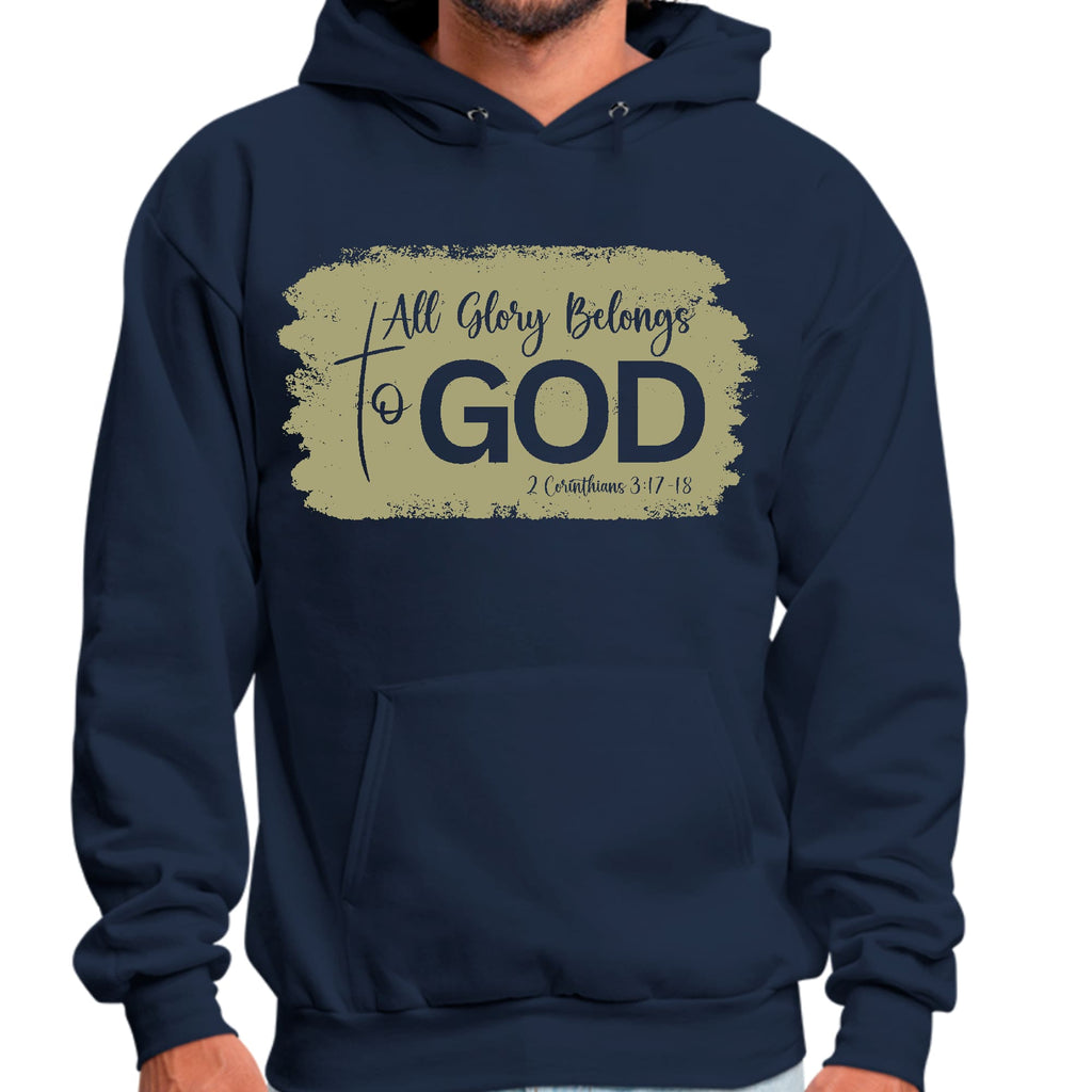 Mens Graphic Hoodie All Glory Belongs to God - Olive Green