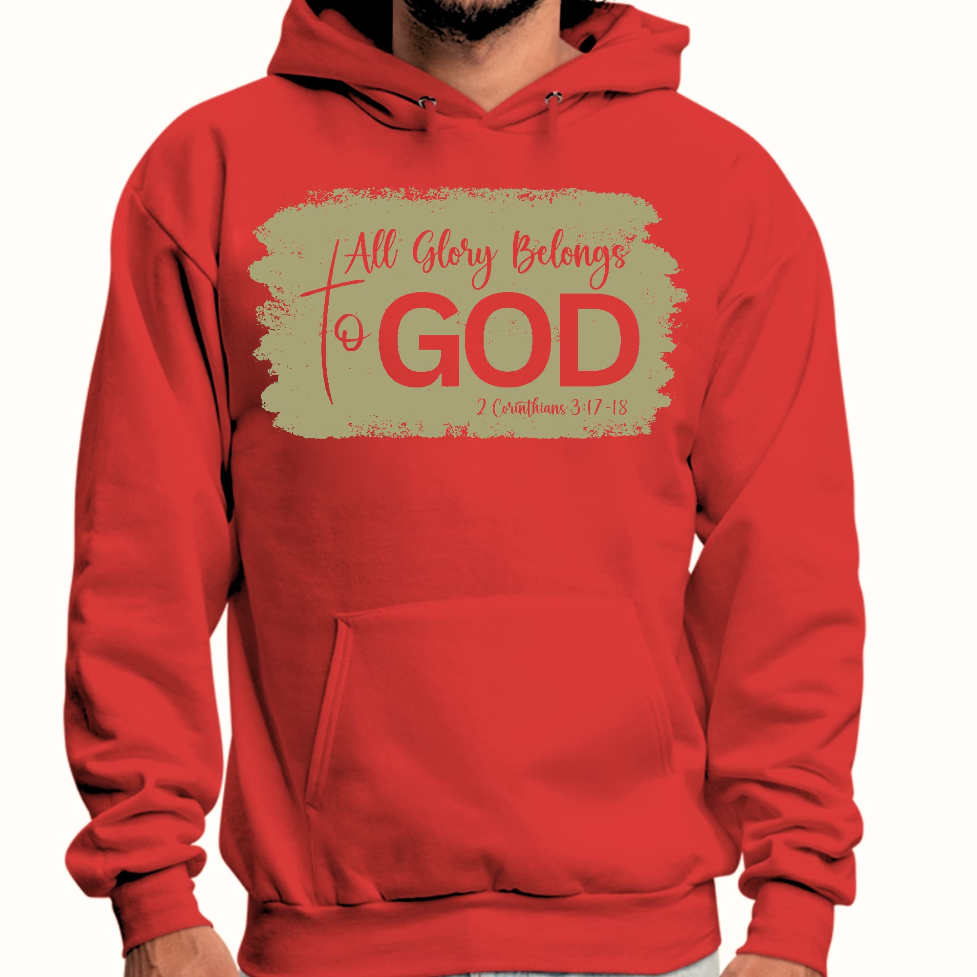 Mens Graphic Hoodie All Glory Belongs to God - Olive Green