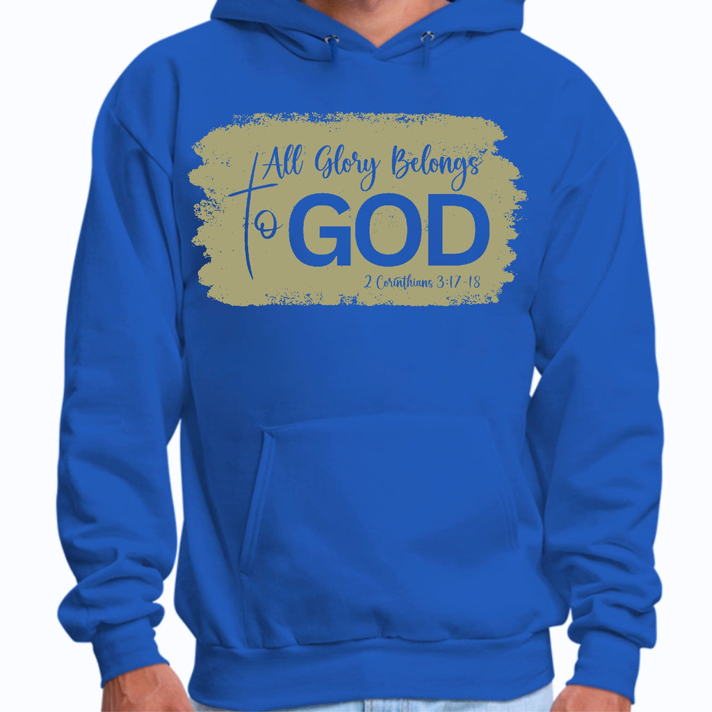 Mens Graphic Hoodie All Glory Belongs to God - Olive Green