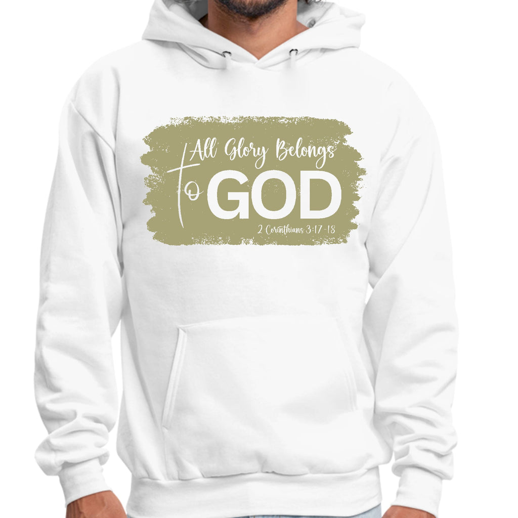 Mens Graphic Hoodie All Glory Belongs to God - Olive Green