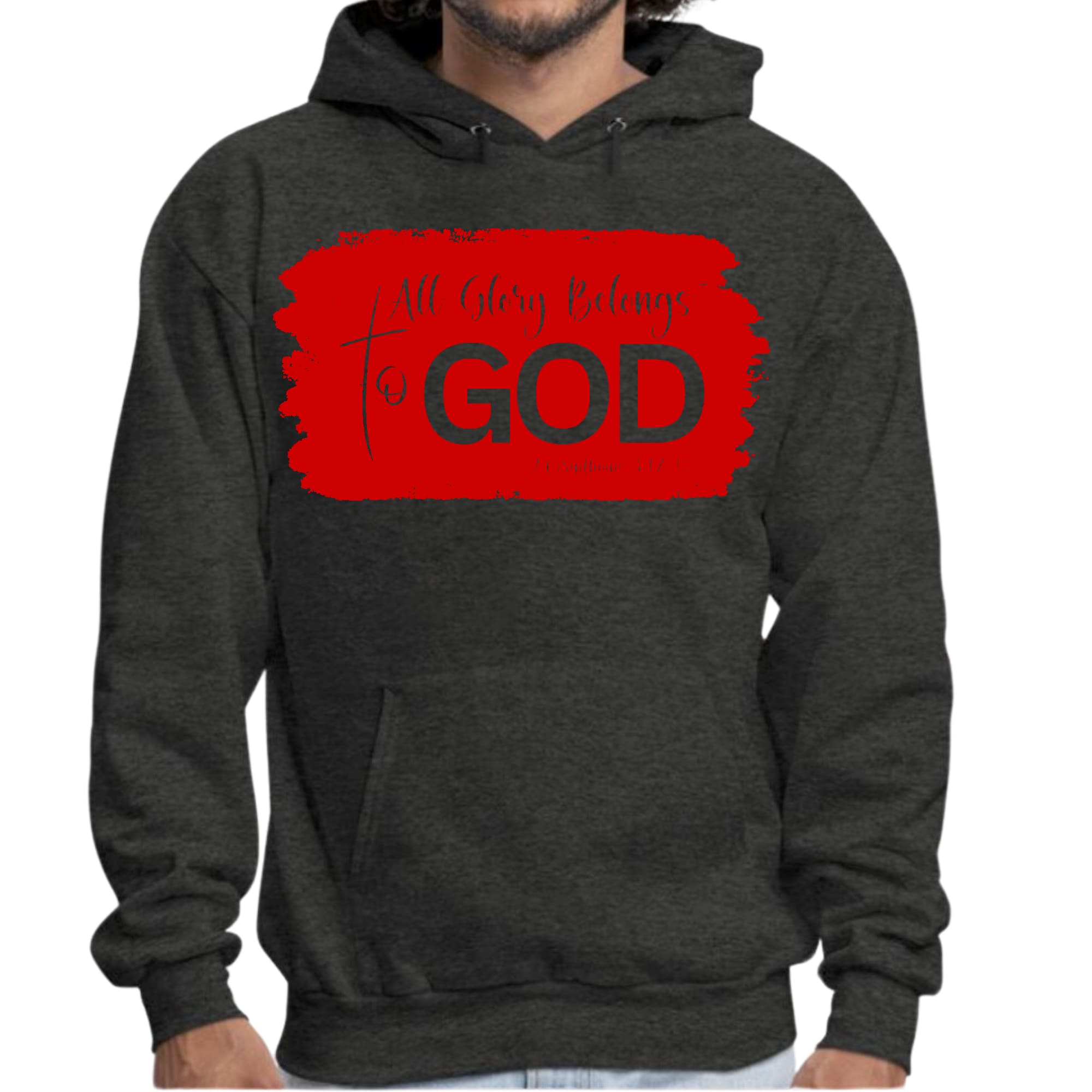 Mens Graphic Hoodie All Glory Belongs to God - Red