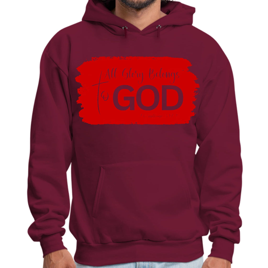 Mens Graphic Hoodie All Glory Belongs to God - Red