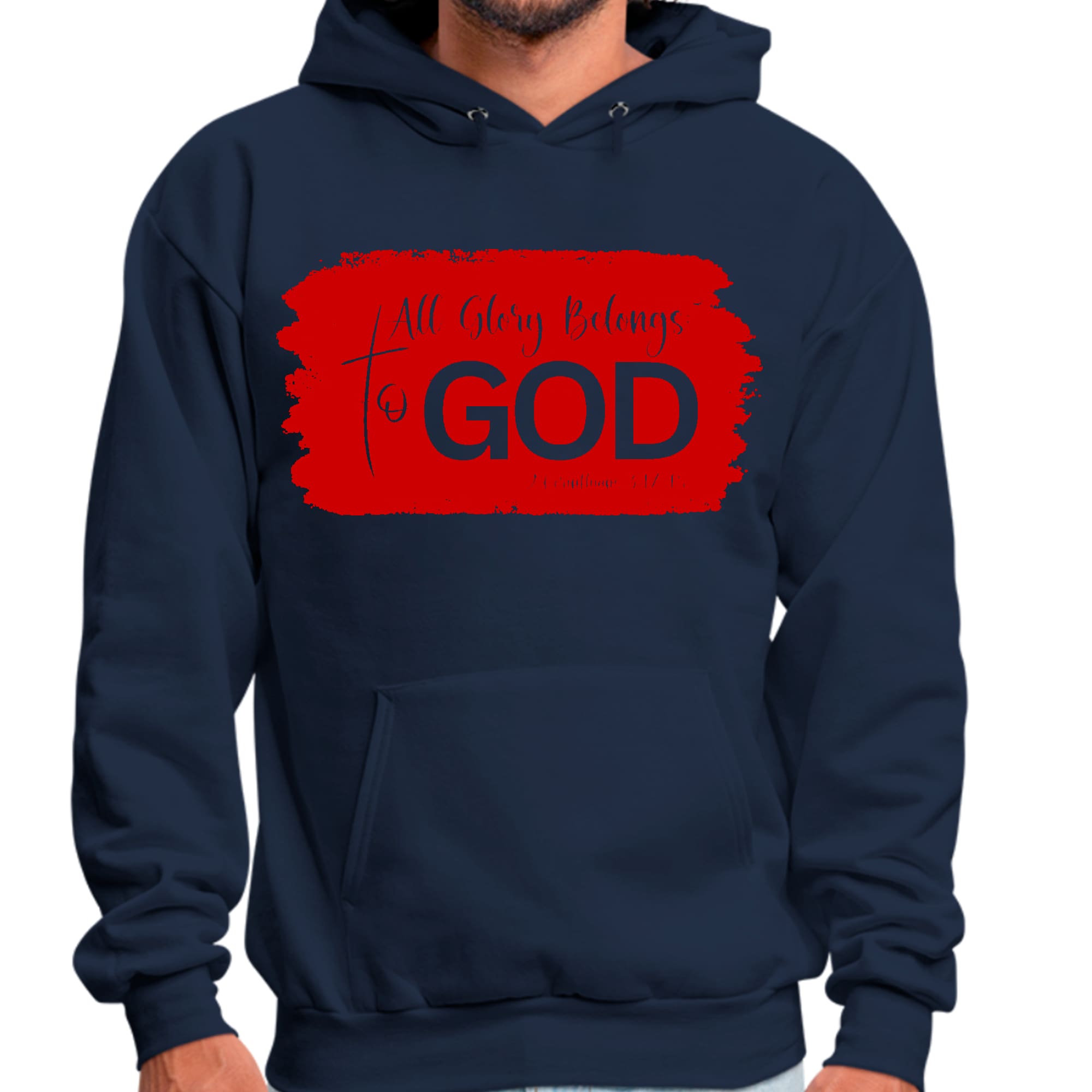 Mens Graphic Hoodie All Glory Belongs to God - Red
